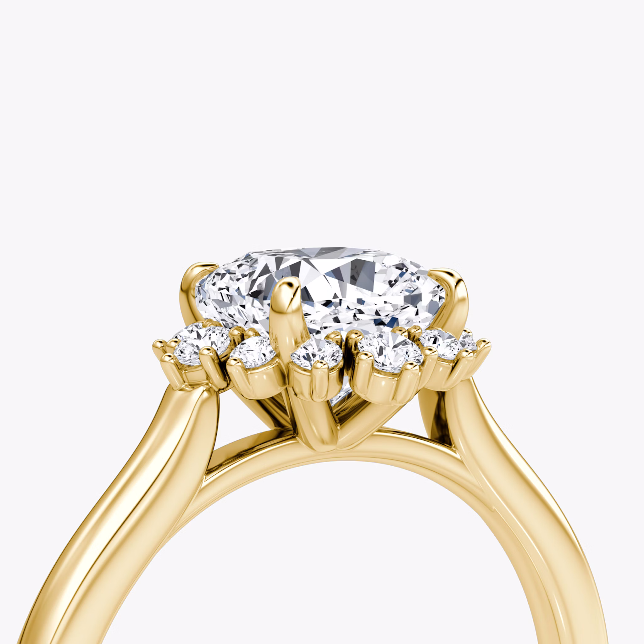 The Aurora Halo | Cushion | 18k | Yellow Gold | bandAccent: Plain | diamondOrientation: vertical | caratWeight: other