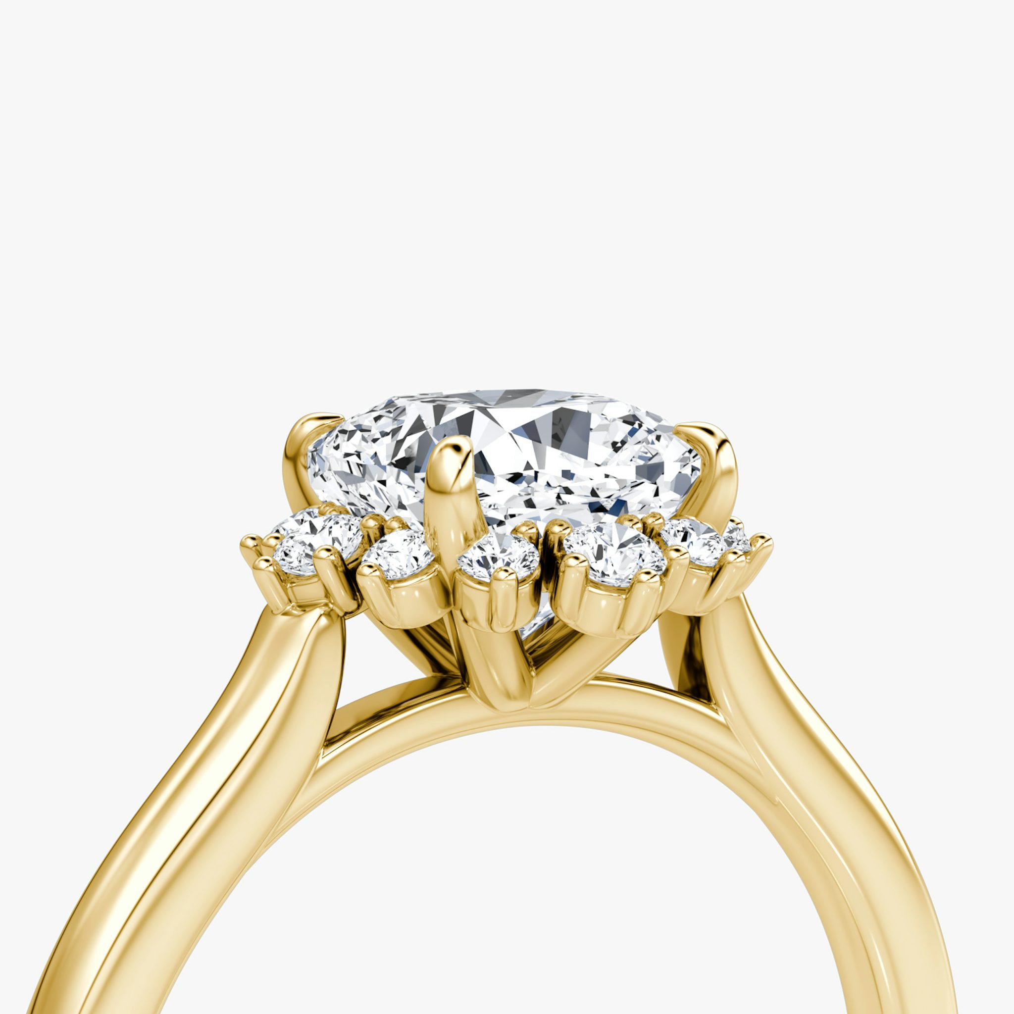 The Aurora Halo | Cushion | 18k | Yellow Gold | bandAccent: Plain | diamondOrientation: vertical | caratWeight: other