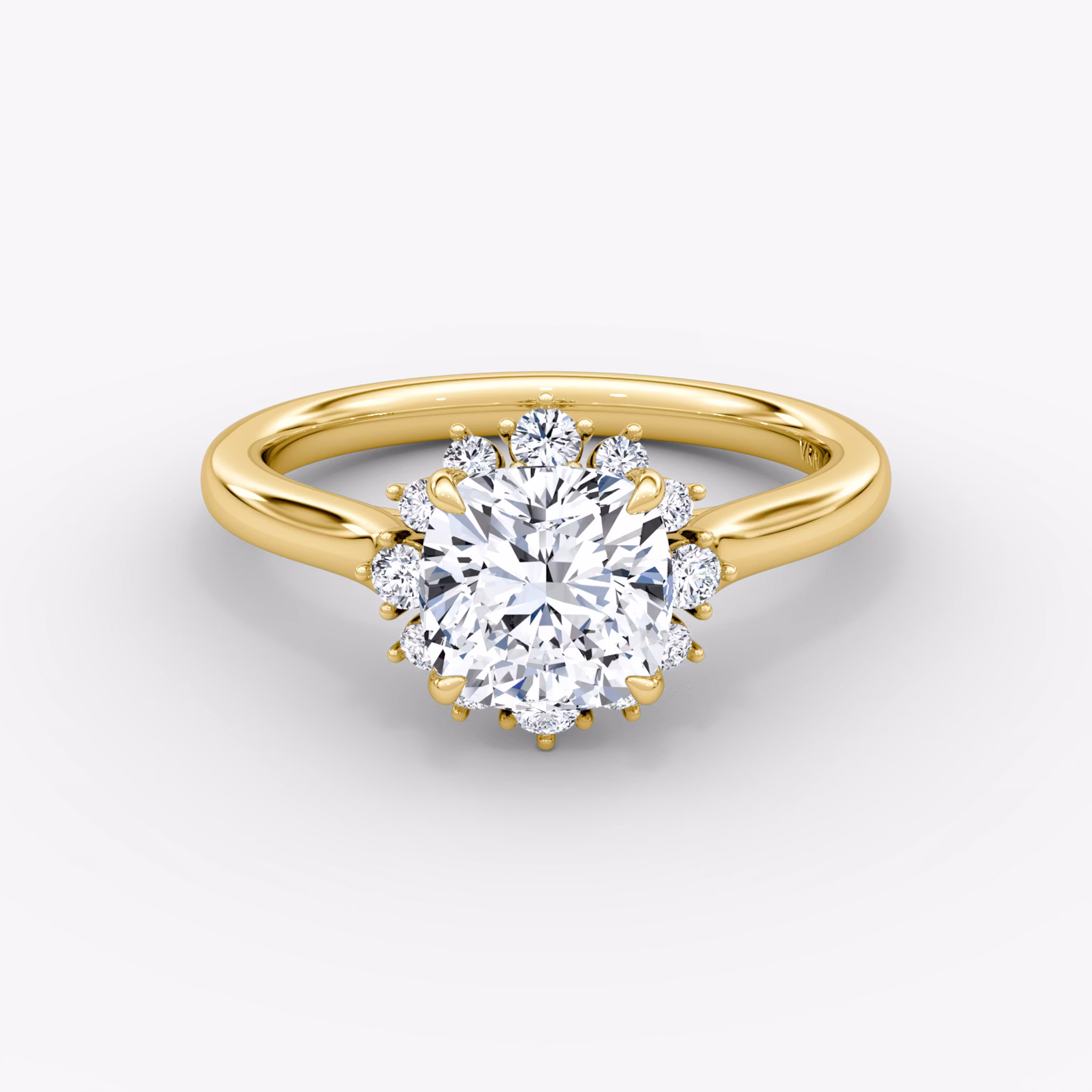 The Aurora Halo Cushion | Yellow Gold