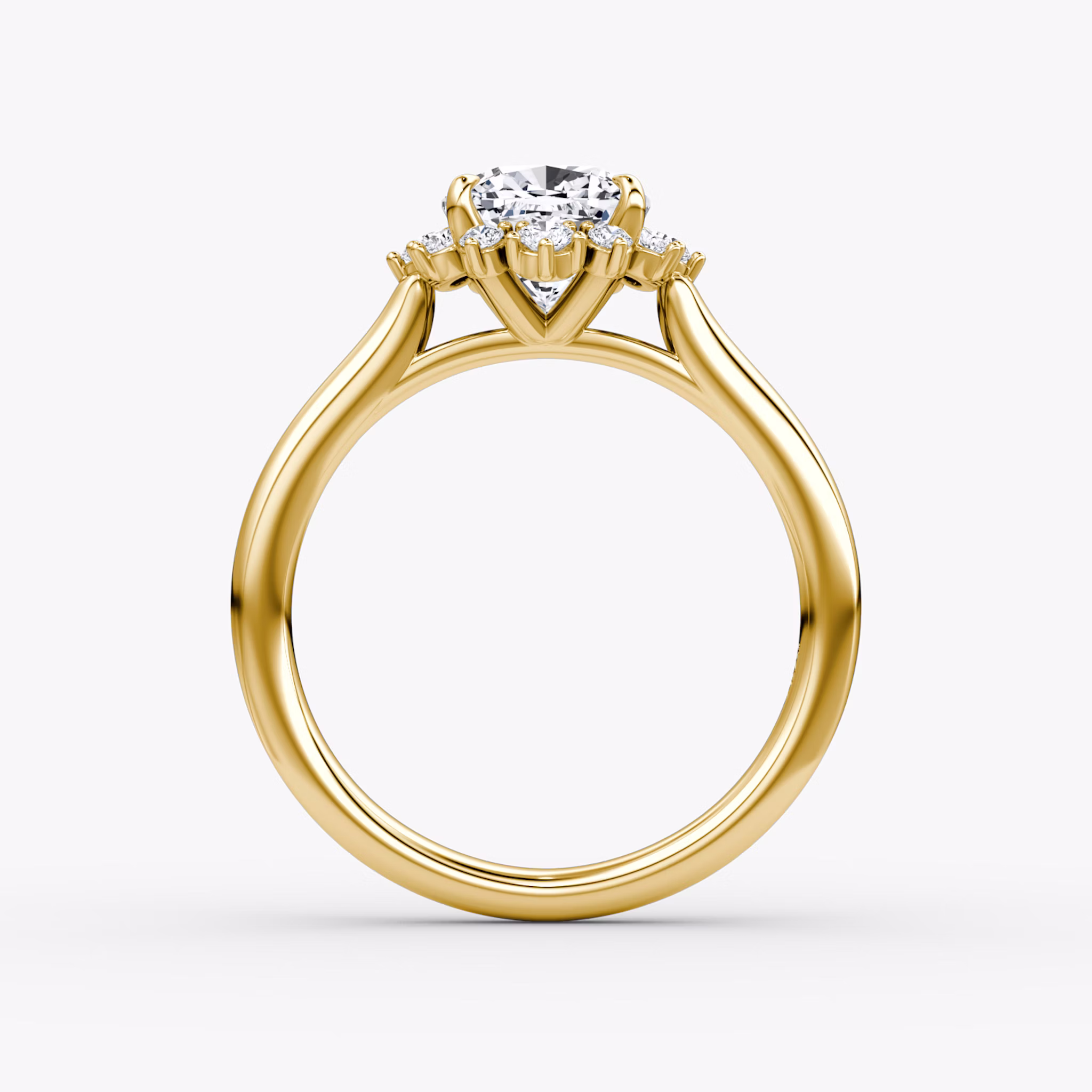 The Aurora Halo | Cushion | 18k | Yellow Gold | bandAccent: Plain | diamondOrientation: vertical | caratWeight: other