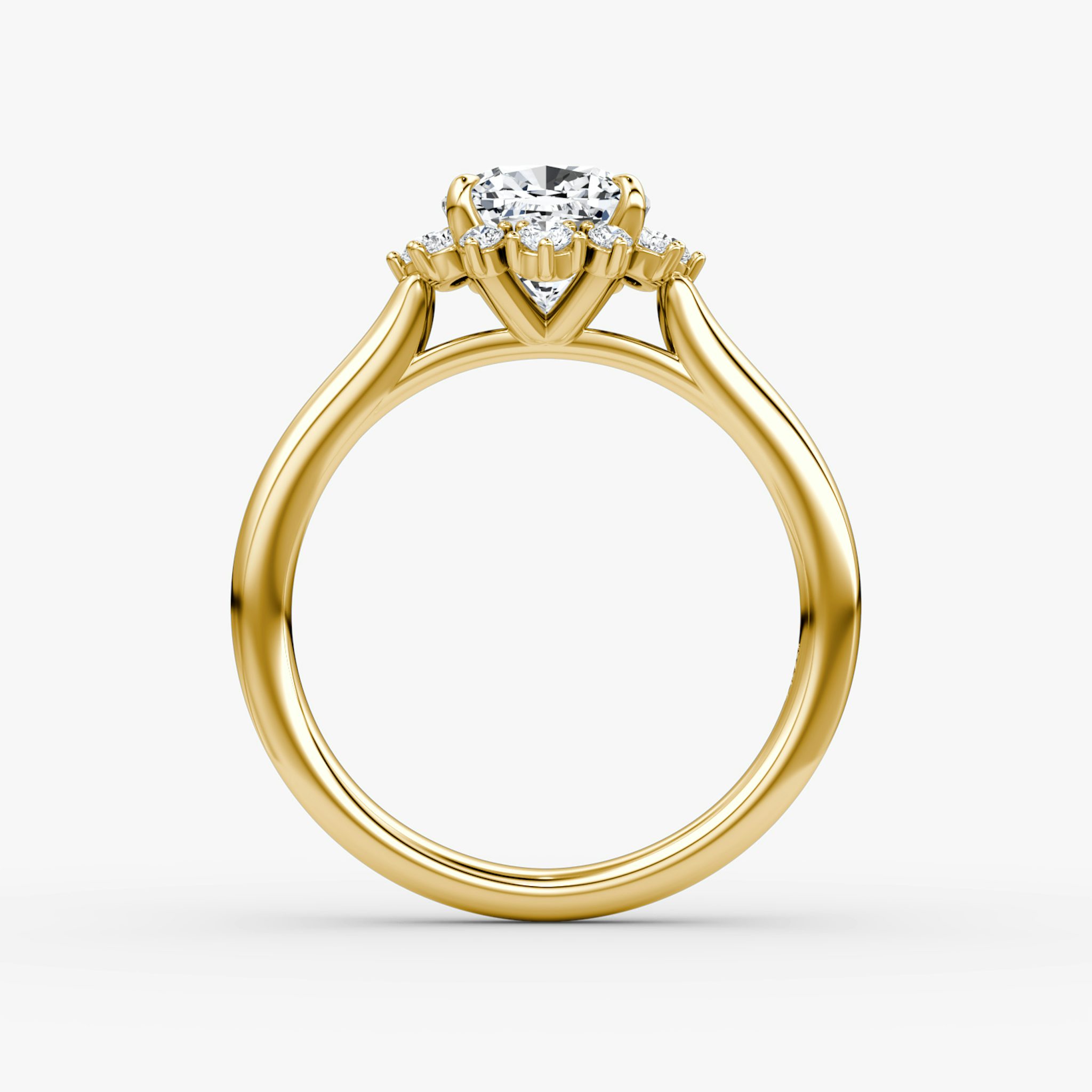 The Aurora Halo | Cushion | 18k | Yellow Gold | bandAccent: Plain | diamondOrientation: vertical | caratWeight: other