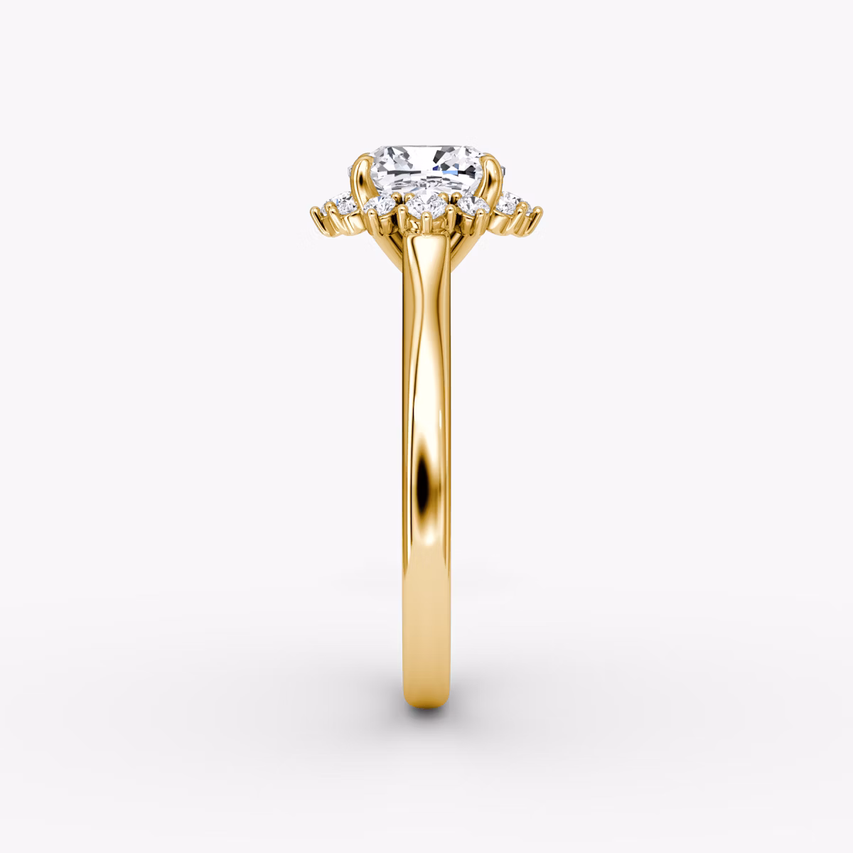 The Aurora Halo | Cushion | 18k | Yellow Gold | bandAccent: Plain | diamondOrientation: vertical | caratWeight: other