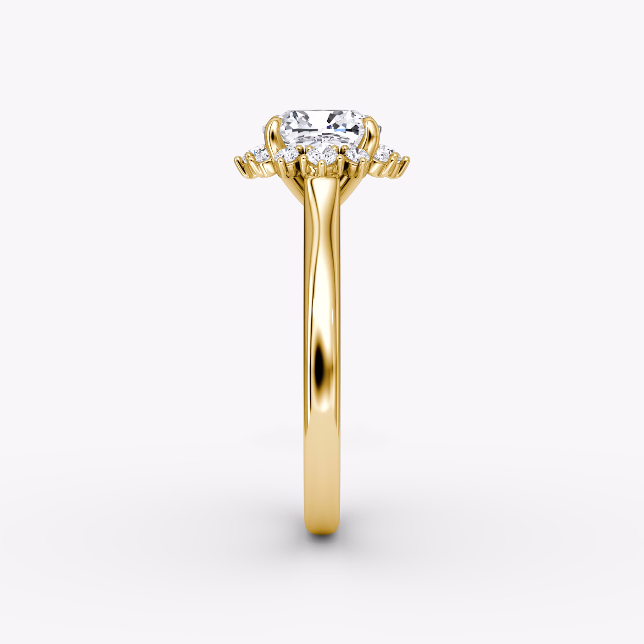 The Aurora Halo | Cushion | 18k | Yellow Gold | bandAccent: Plain | diamondOrientation: vertical | caratWeight: other