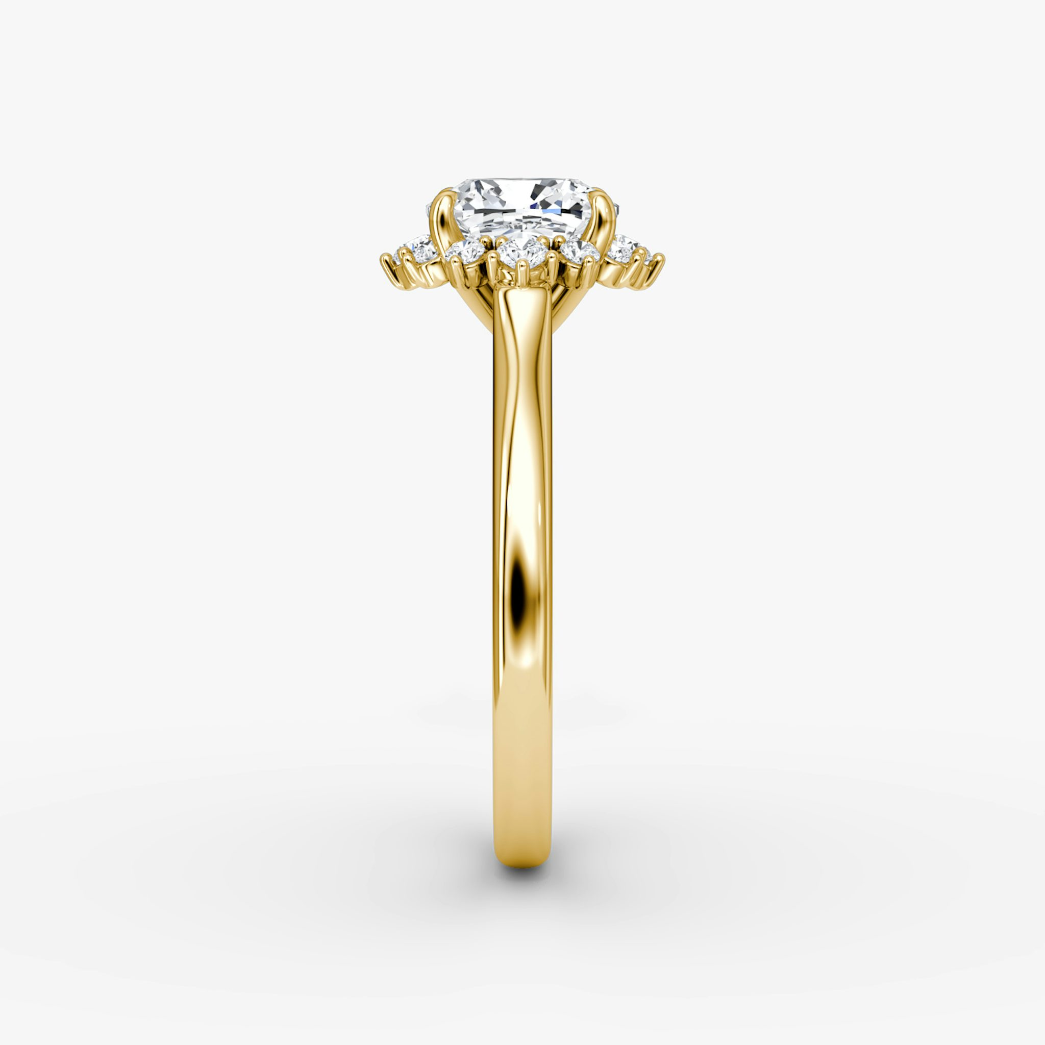 The Aurora Halo | Cushion | 18k | Yellow Gold | bandAccent: Plain | diamondOrientation: vertical | caratWeight: other