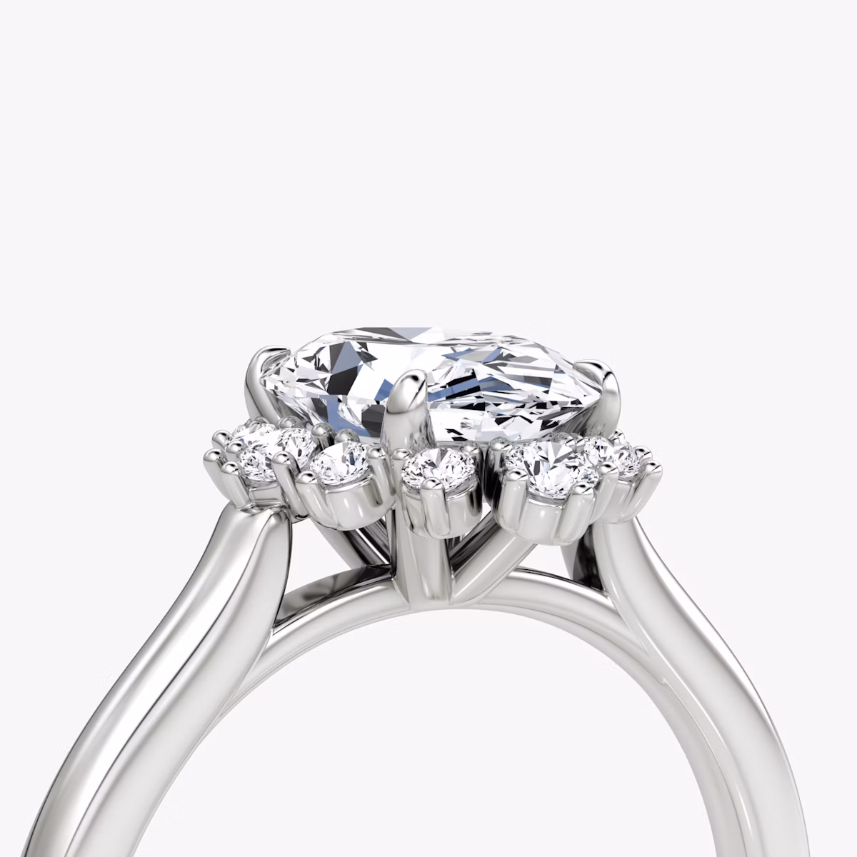 The Aurora Halo | Oval | Platinum | bandAccent: Plain | diamondOrientation: vertical | caratWeight: other