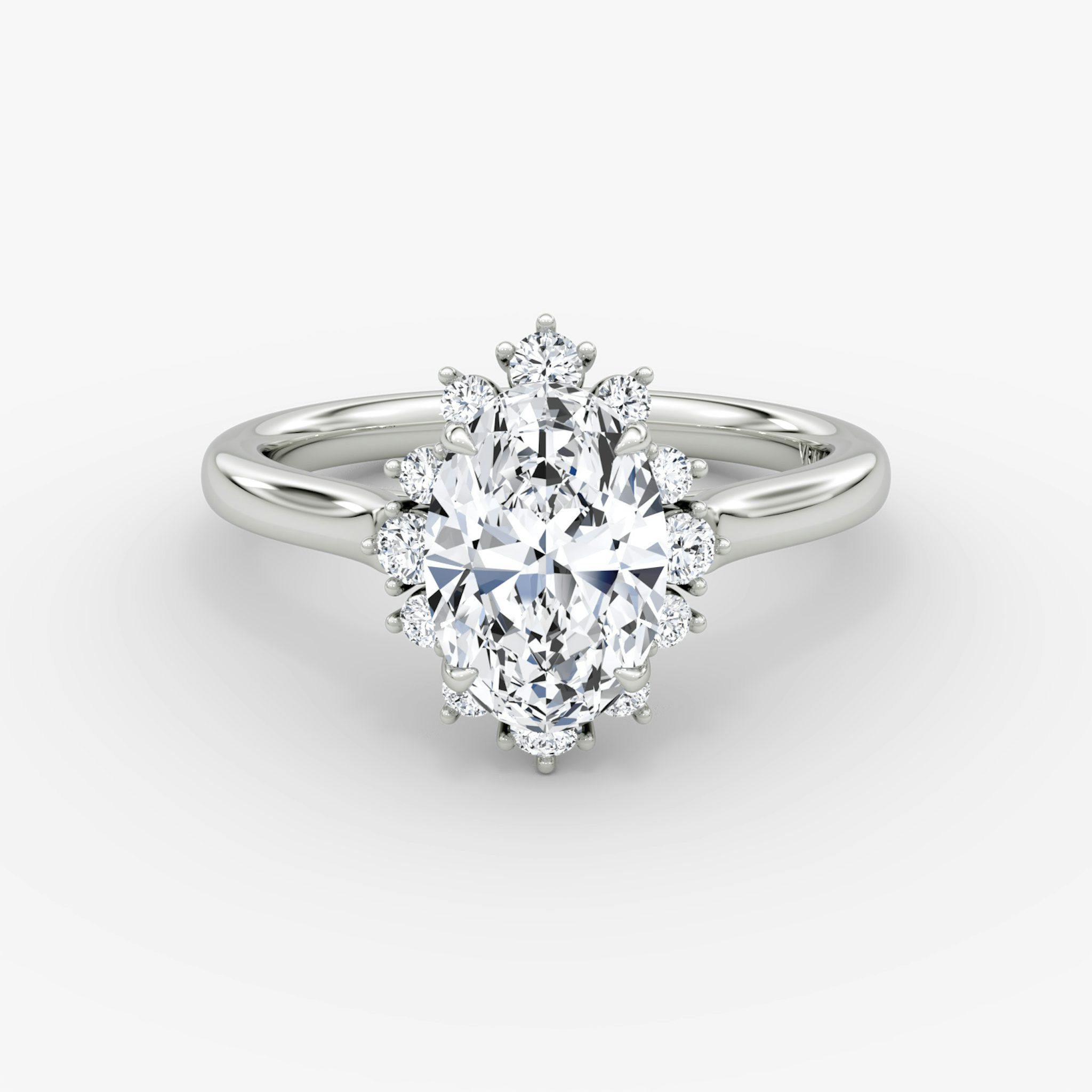 The Aurora Halo | Oval | 18k | White Gold | bandAccent: Plain | diamondOrientation: vertical | caratWeight: other