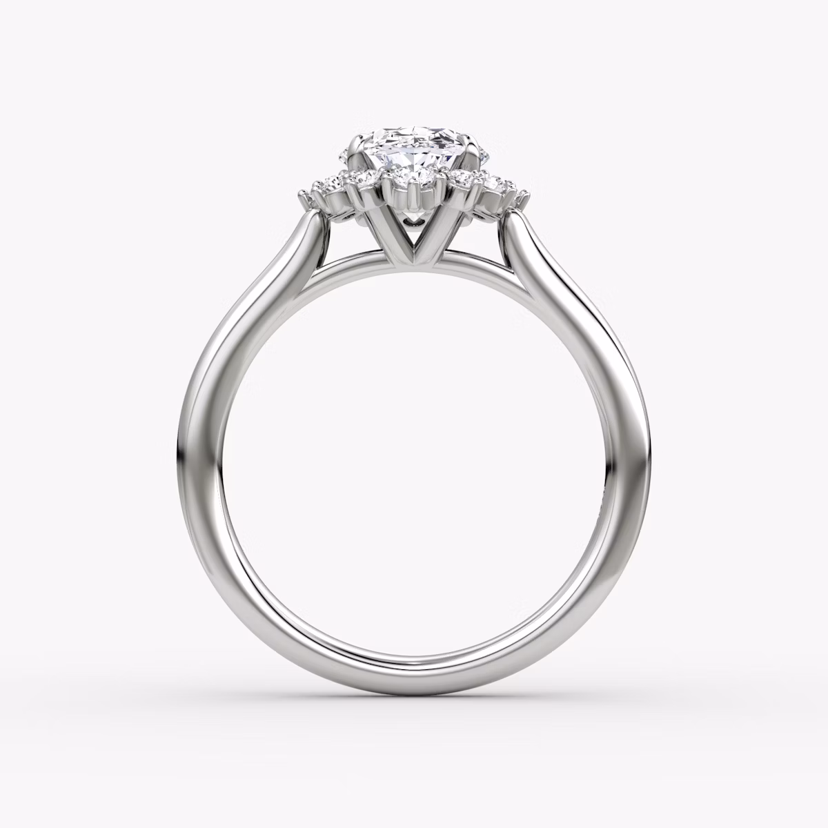 The Aurora Halo | Oval | Platinum | bandAccent: Plain | diamondOrientation: vertical | caratWeight: other