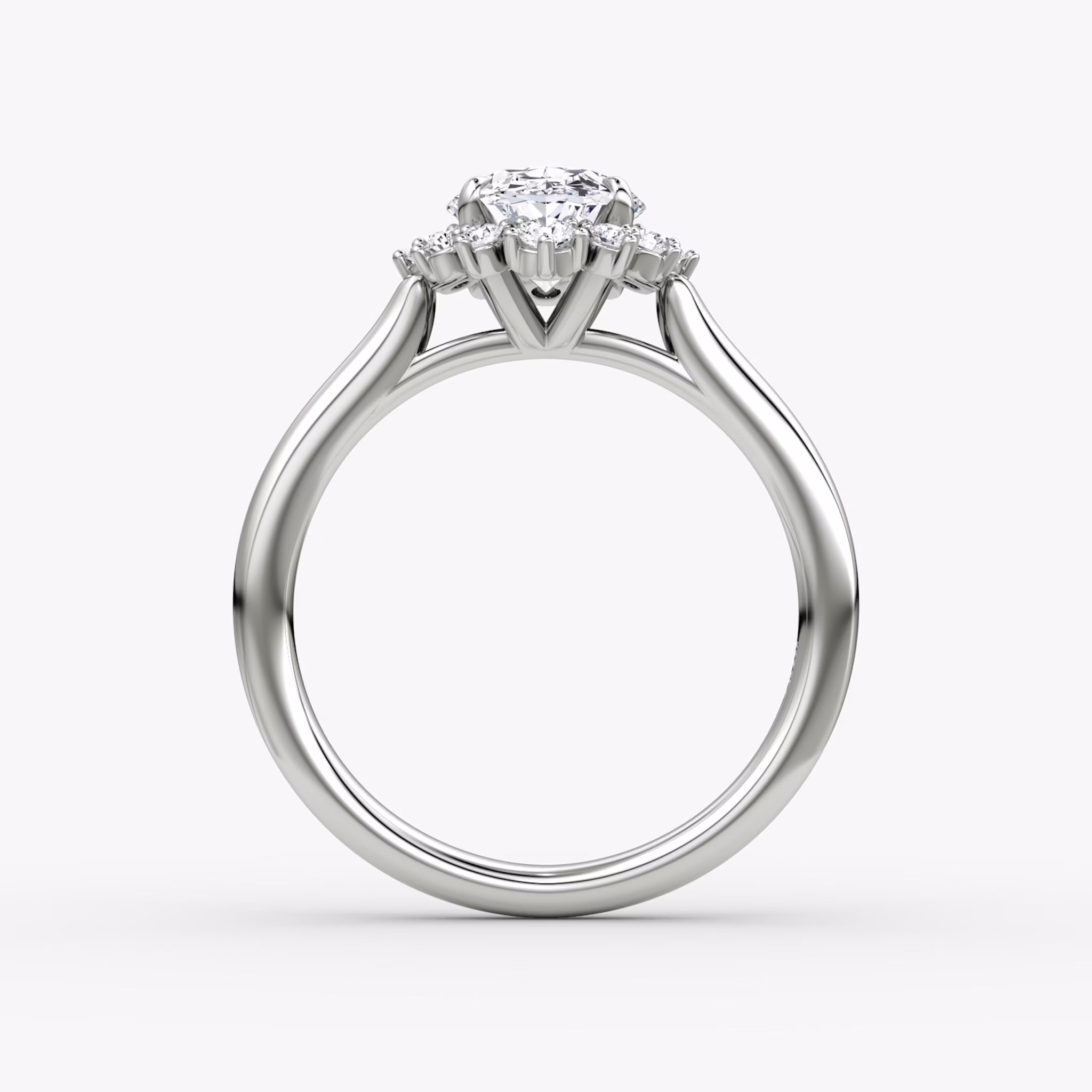 The Aurora Halo | Oval | 18k | White Gold | bandAccent: Plain | diamondOrientation: vertical | caratWeight: other