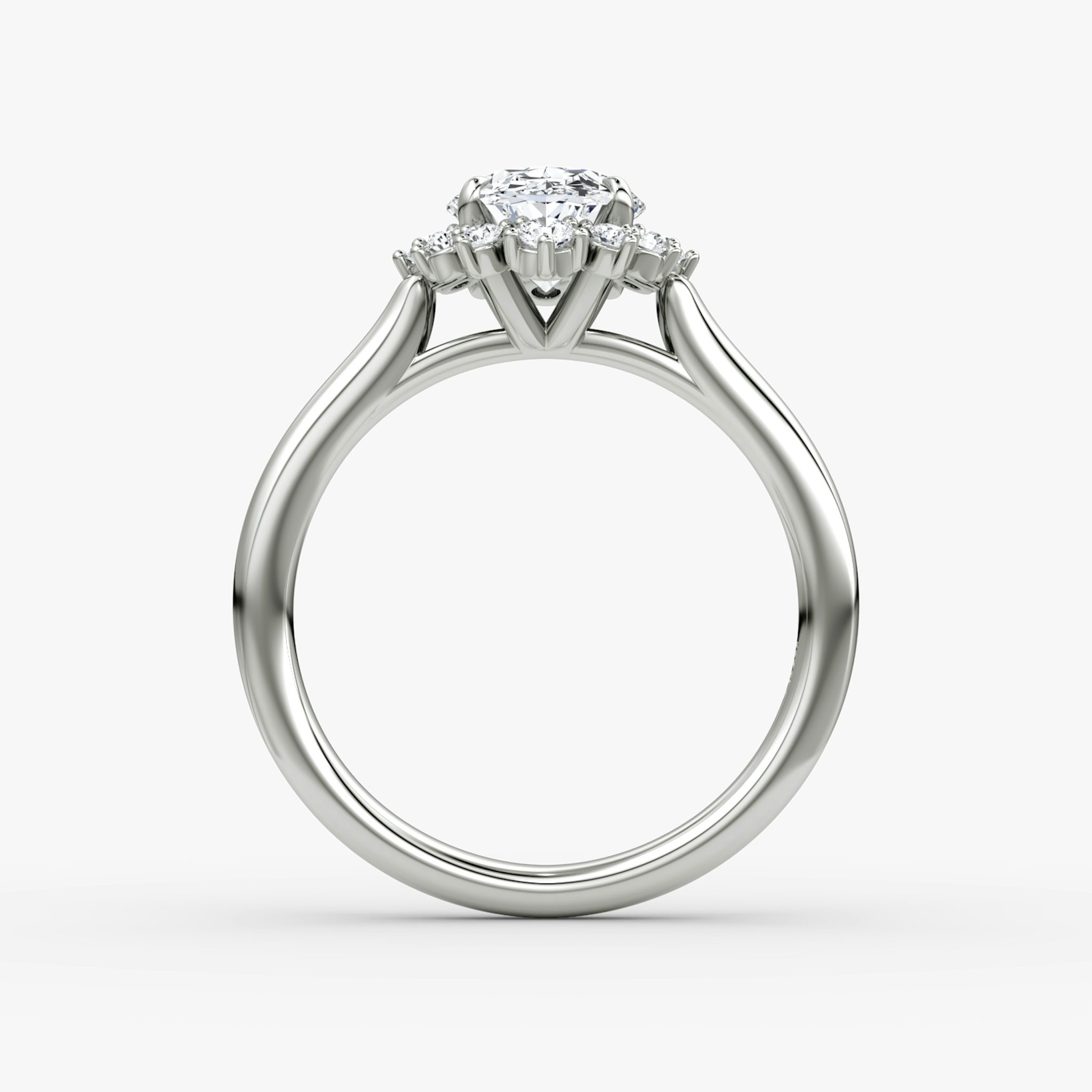 The Aurora Halo | Oval | 18k | White Gold | bandAccent: Plain | diamondOrientation: vertical | caratWeight: other