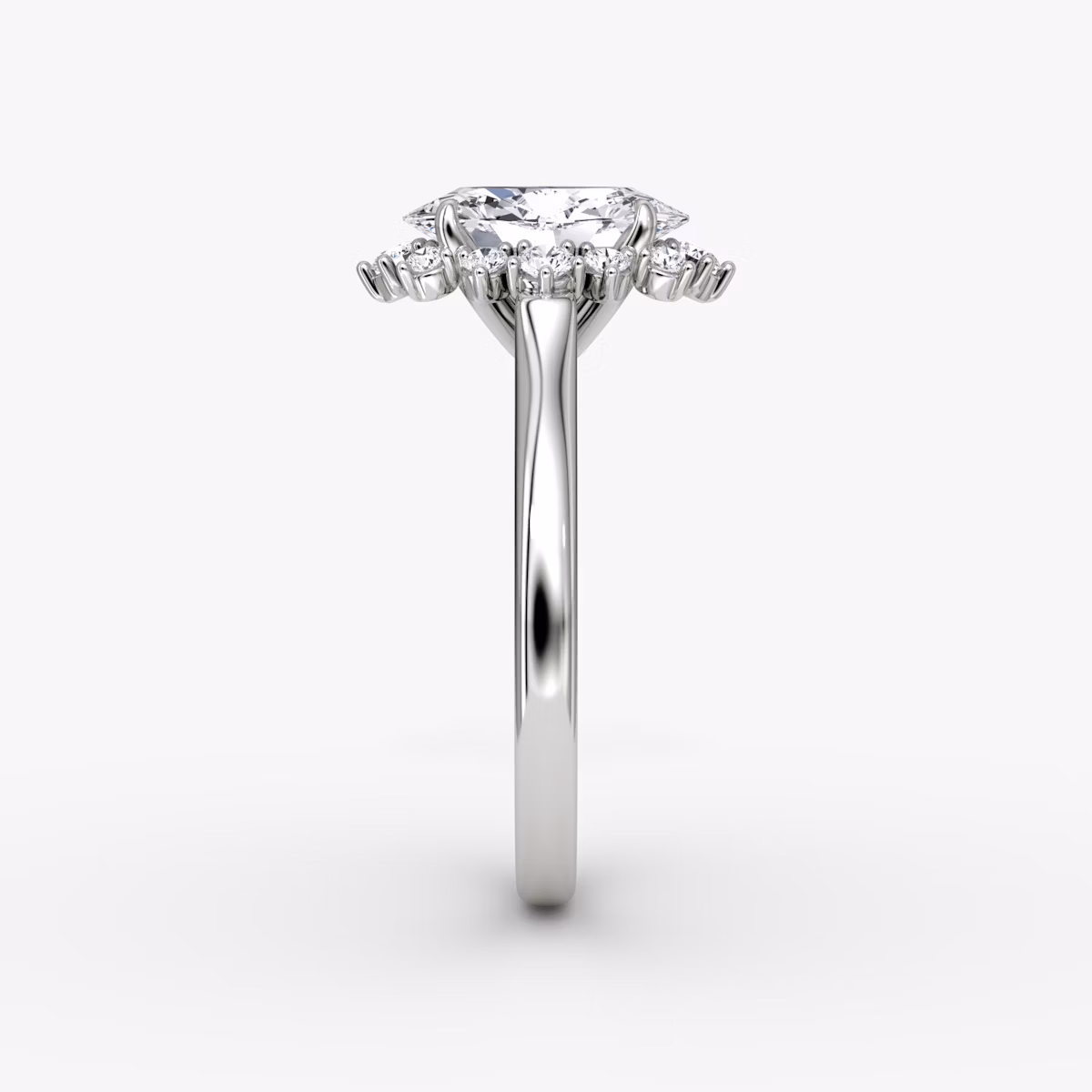 The Aurora Halo | Oval | Platinum | bandAccent: Plain | diamondOrientation: vertical | caratWeight: other
