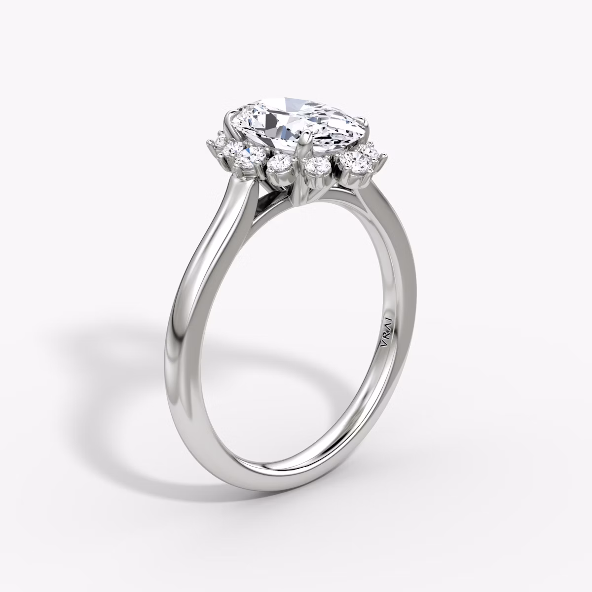 The Aurora Halo | Oval | Platinum | bandAccent: Plain | diamondOrientation: vertical | caratWeight: other