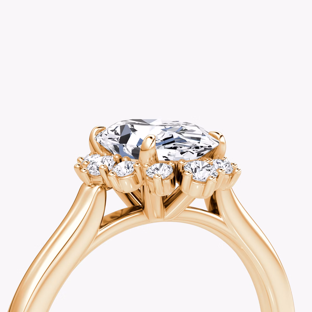 The Aurora Halo | Oval | 14k | Rose Gold | bandAccent: Plain | diamondOrientation: vertical | caratWeight: other