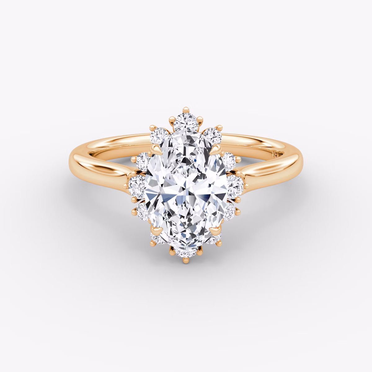 The Aurora Halo | Oval | 14k | Rose Gold | bandAccent: Plain | diamondOrientation: vertical | caratWeight: other