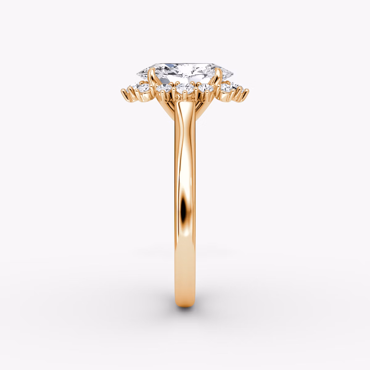 The Aurora Halo | Oval | 14k | Rose Gold | bandAccent: Plain | diamondOrientation: vertical | caratWeight: other
