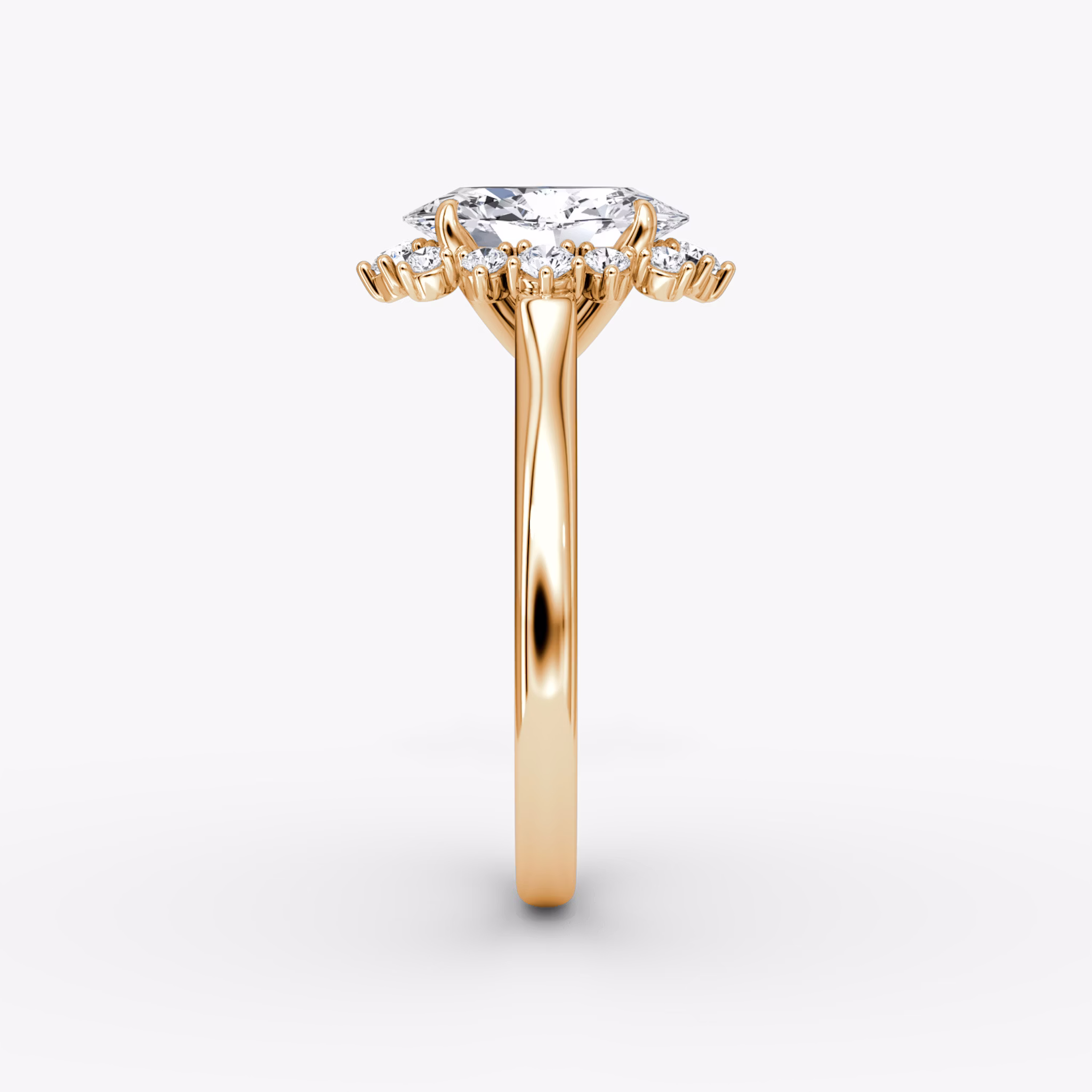 The Aurora Halo | Oval | 14k | Rose Gold | bandAccent: Plain | diamondOrientation: vertical | caratWeight: other