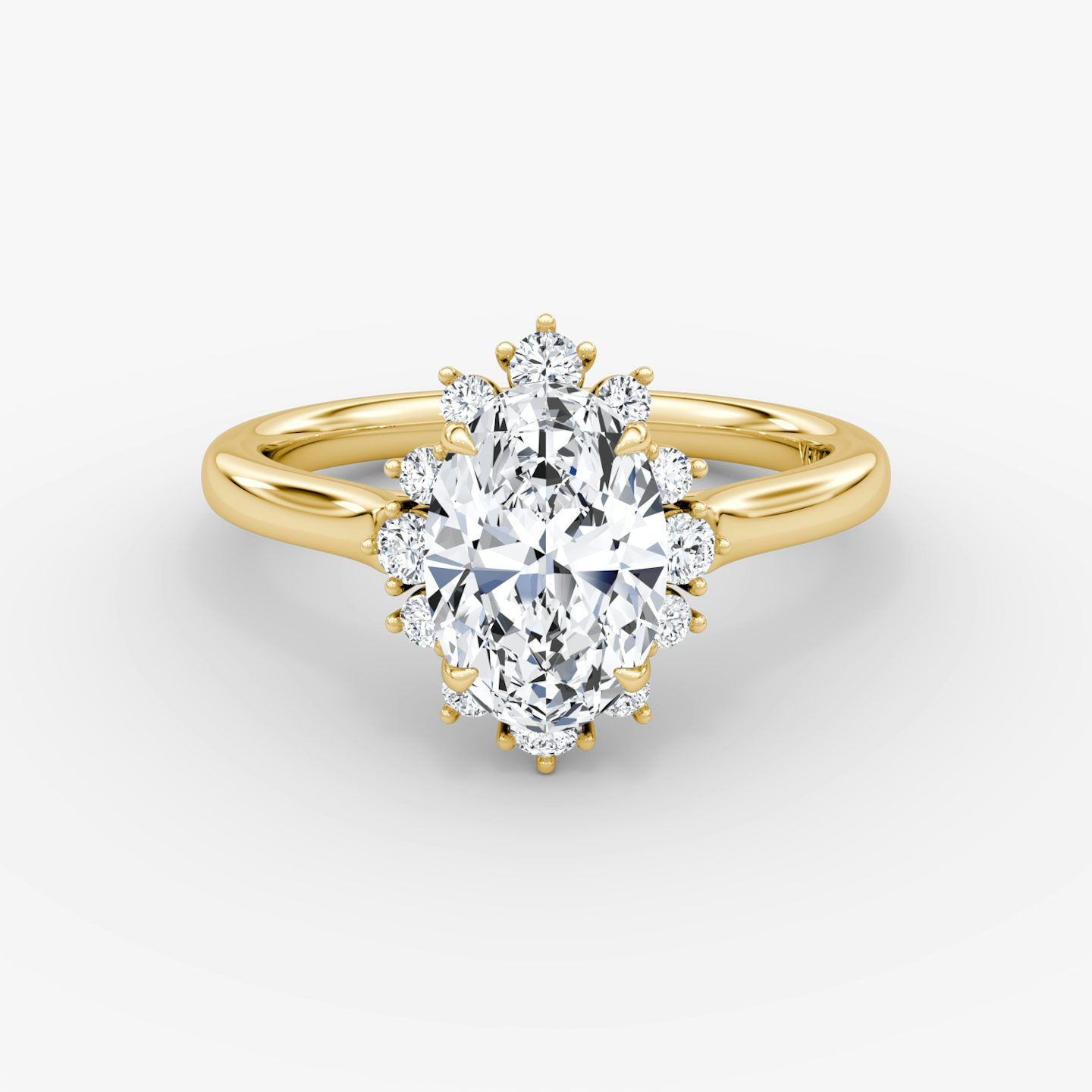 The Aurora Halo | Oval | 18k | Yellow Gold | bandAccent: Plain | diamondOrientation: vertical | caratWeight: other