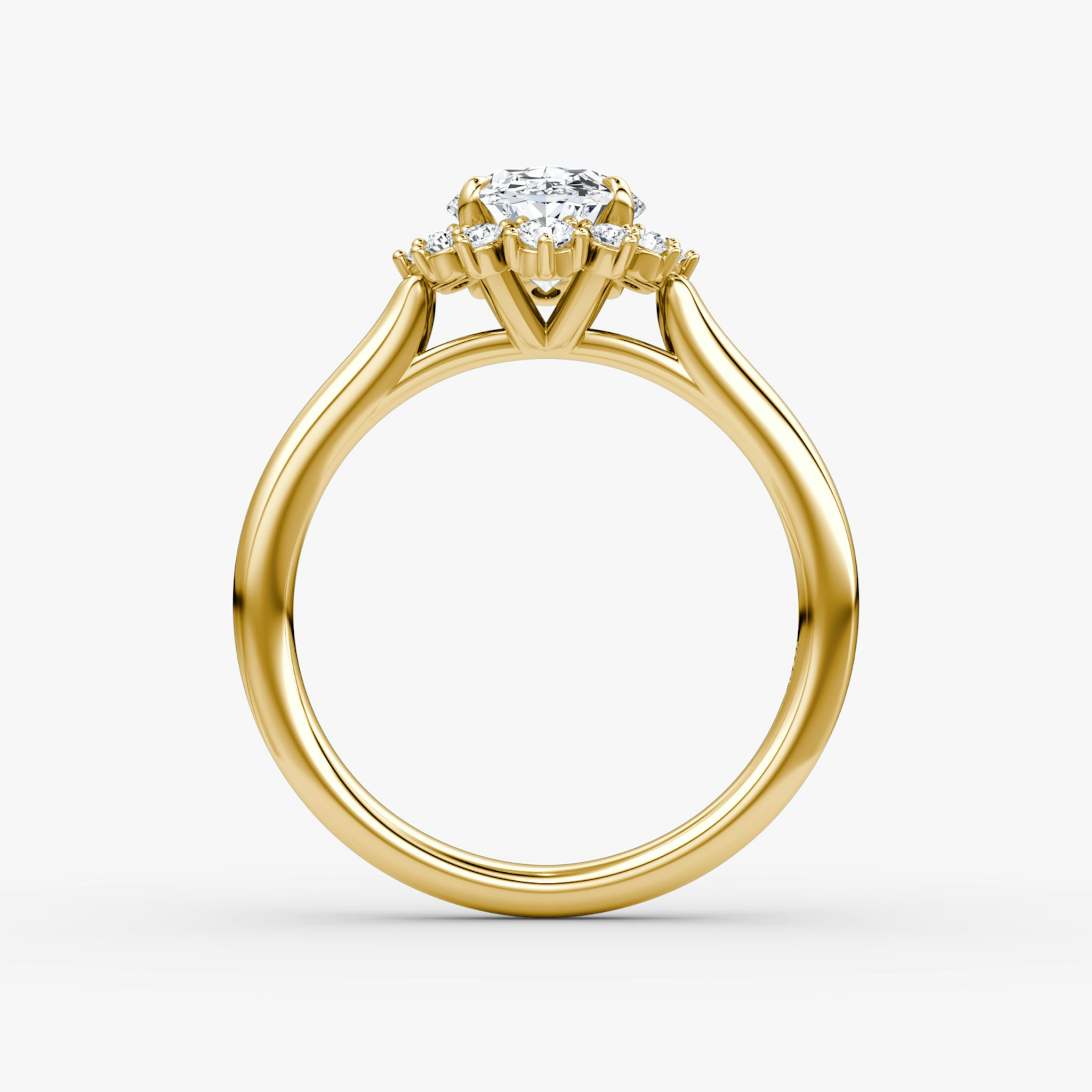 The Aurora Halo | Oval | 18k | Yellow Gold | bandAccent: Plain | diamondOrientation: vertical | caratWeight: other