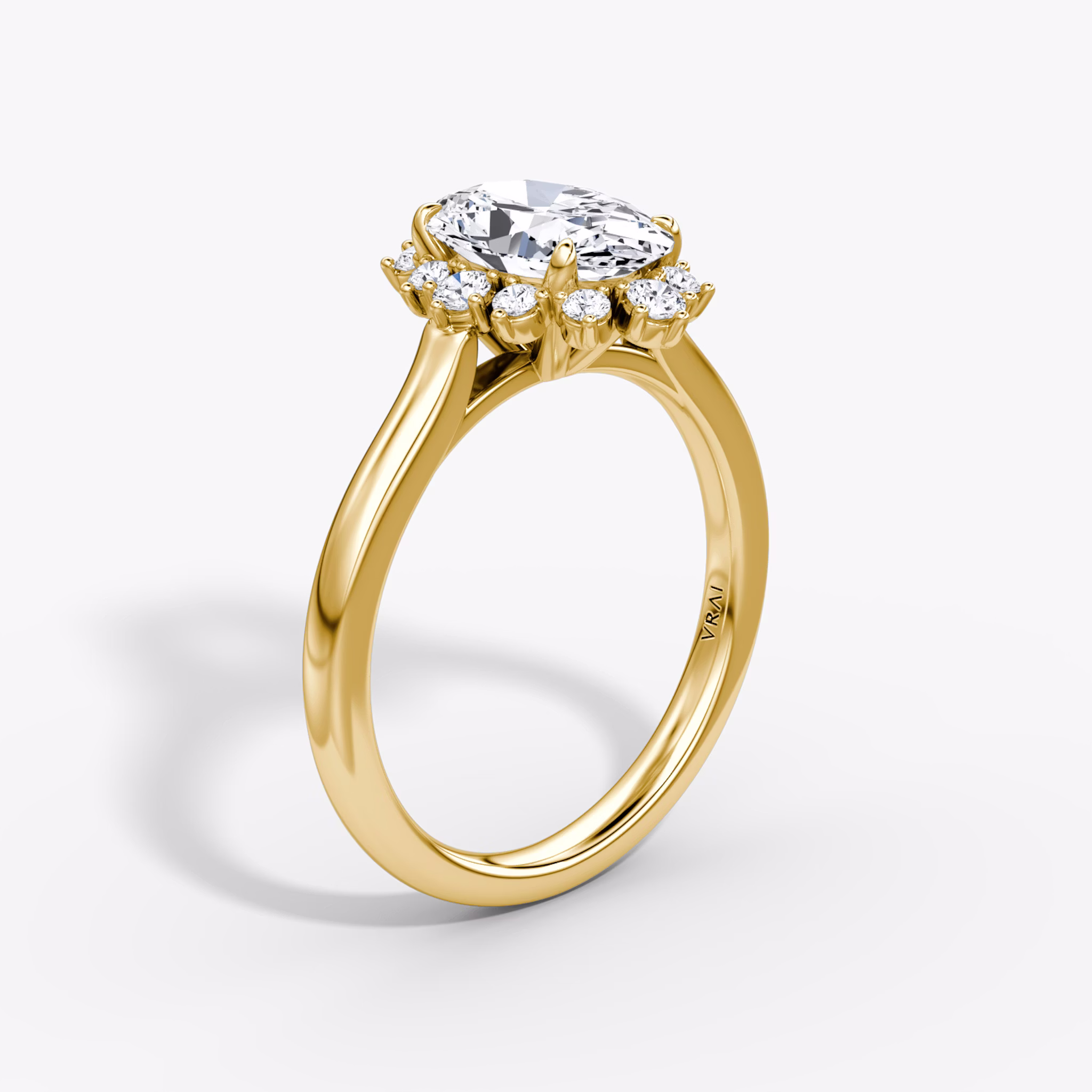 The Aurora Halo | Oval | 18k | Yellow Gold | bandAccent: Plain | diamondOrientation: vertical | caratWeight: other