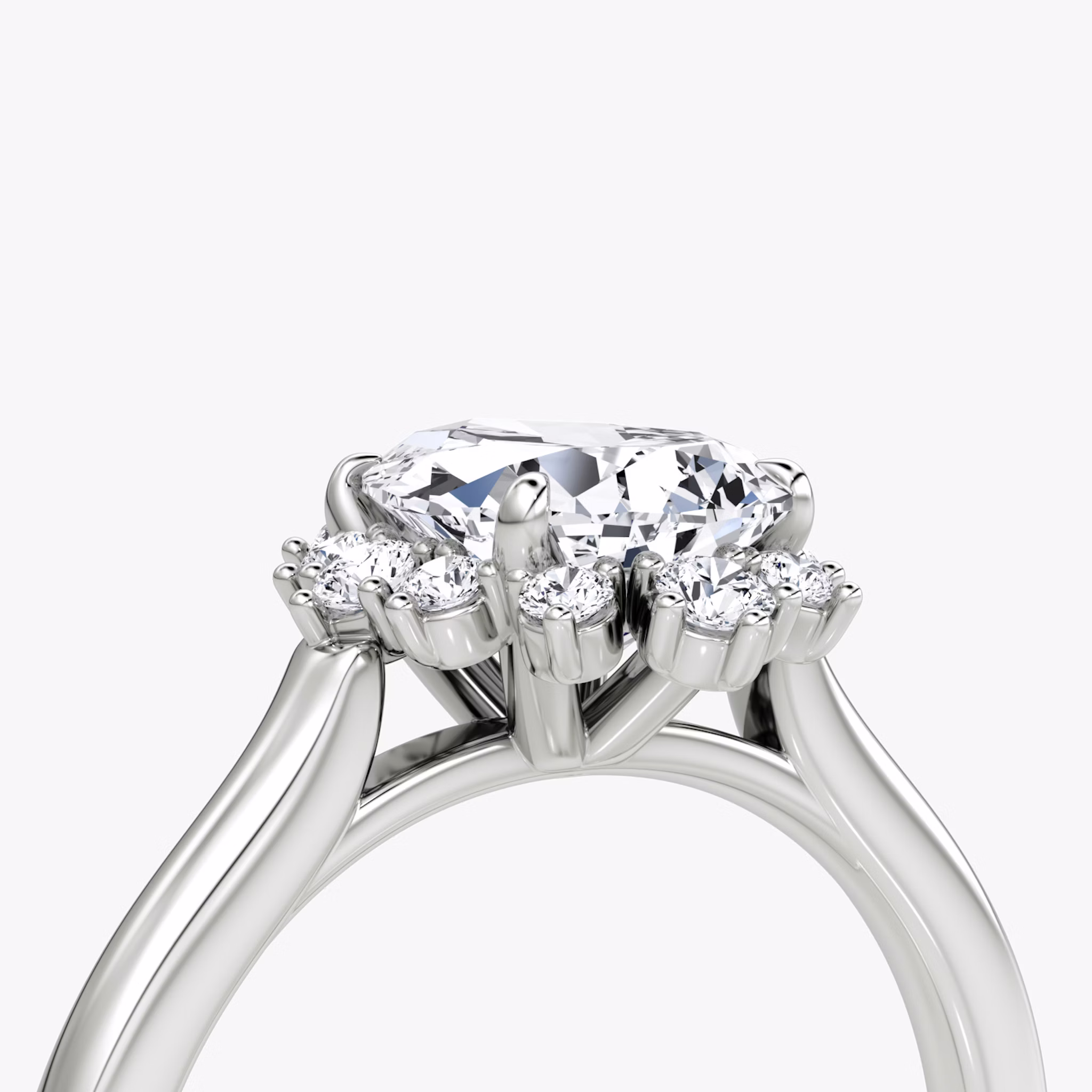 The Aurora Halo | Pear | 18k | White Gold | bandAccent: Plain | diamondOrientation: vertical | caratWeight: other