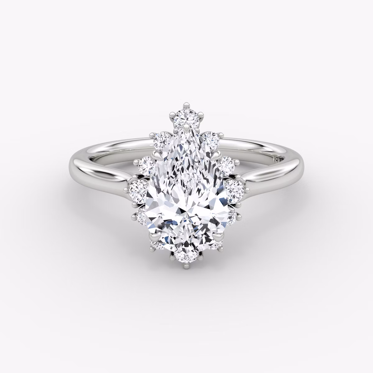 The Aurora Halo | Pear | 18k | White Gold | bandAccent: Plain | diamondOrientation: vertical | caratWeight: other