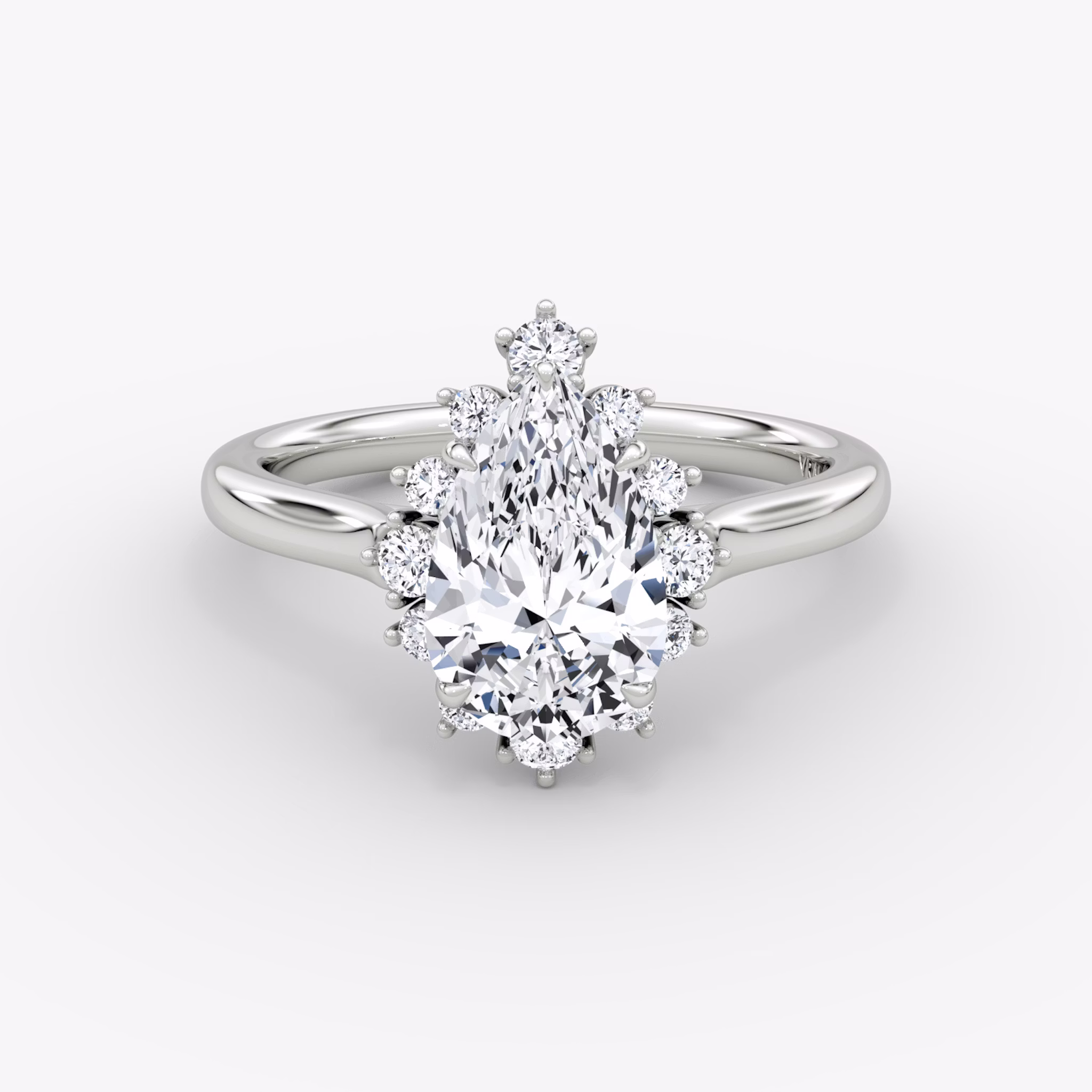The Aurora Halo | Pear | 18k | White Gold | bandAccent: Plain | diamondOrientation: vertical | caratWeight: other
