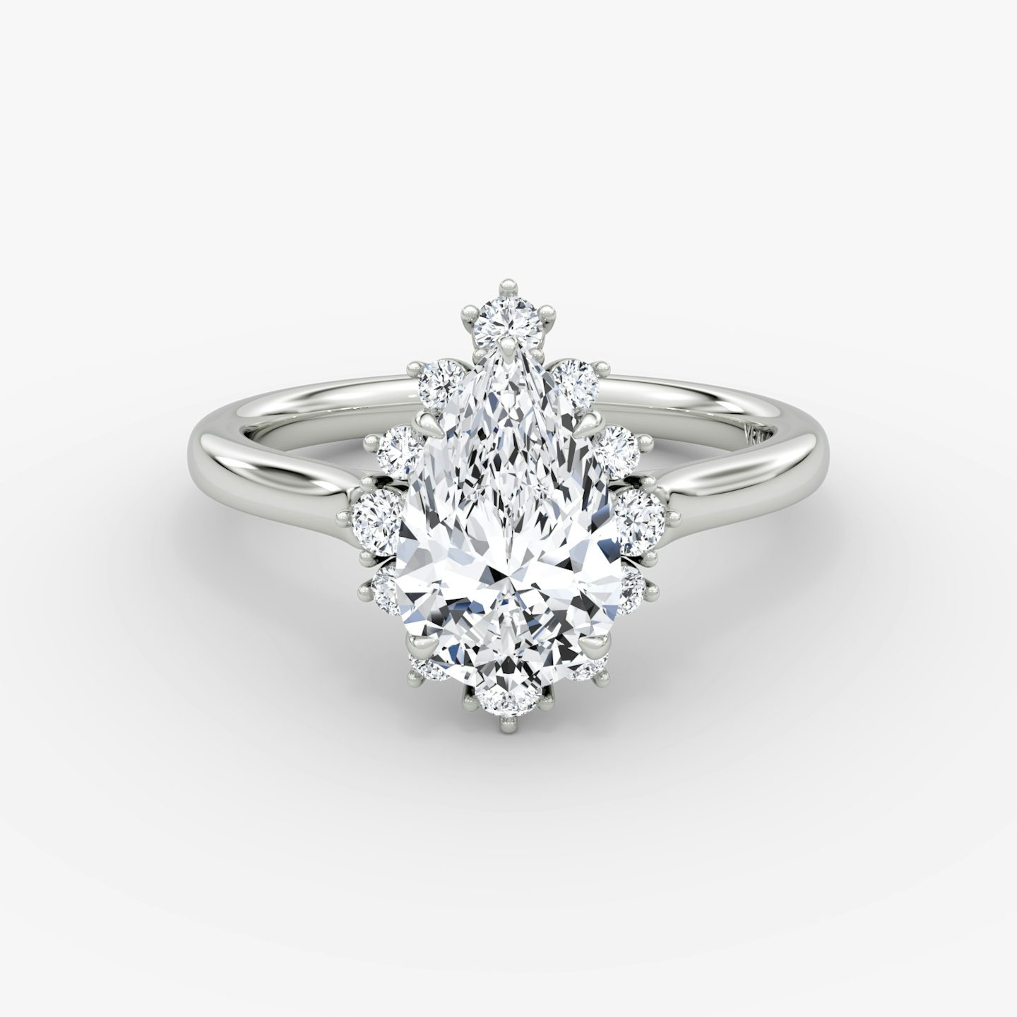 The Aurora Halo | Pear | Platinum | bandAccent: Plain | diamondOrientation: vertical | caratWeight: other