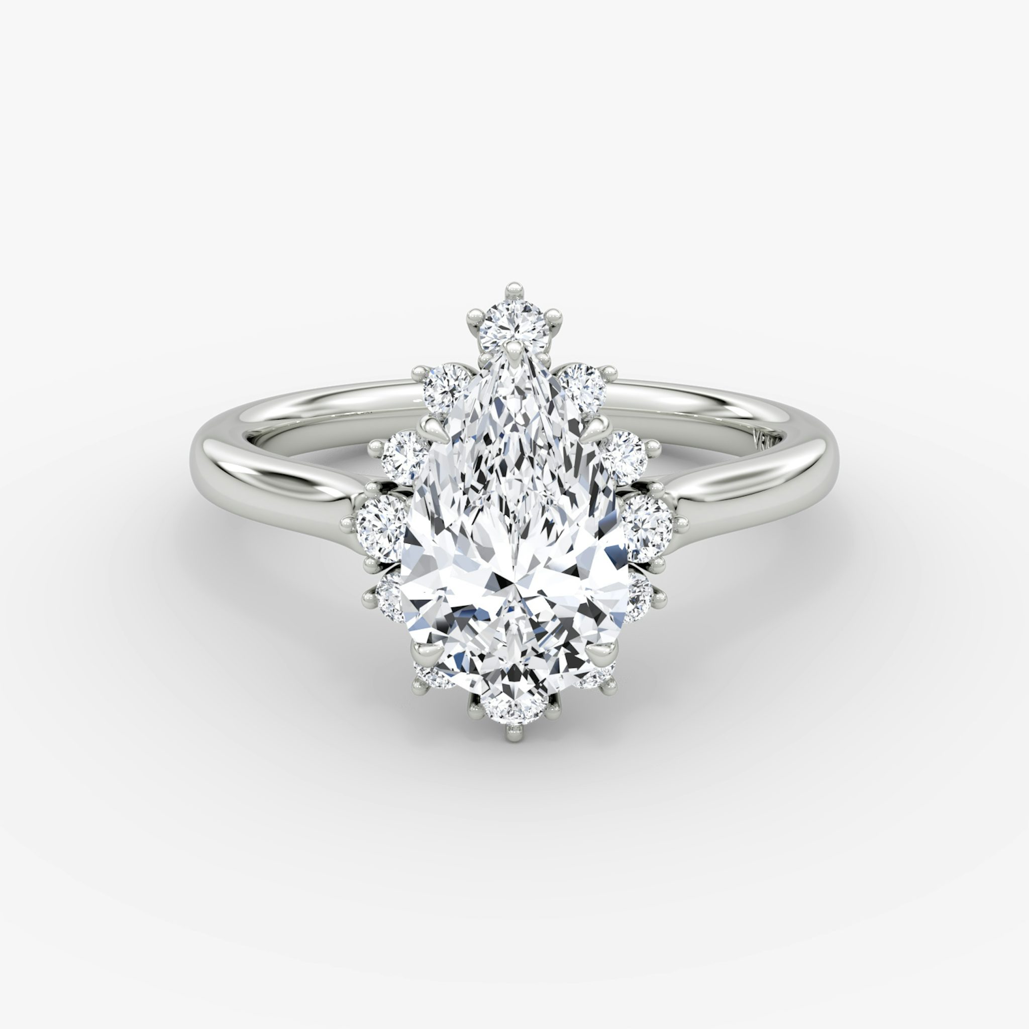 The Aurora Halo | Pear | 18k | White Gold | bandAccent: Plain | diamondOrientation: vertical | caratWeight: other