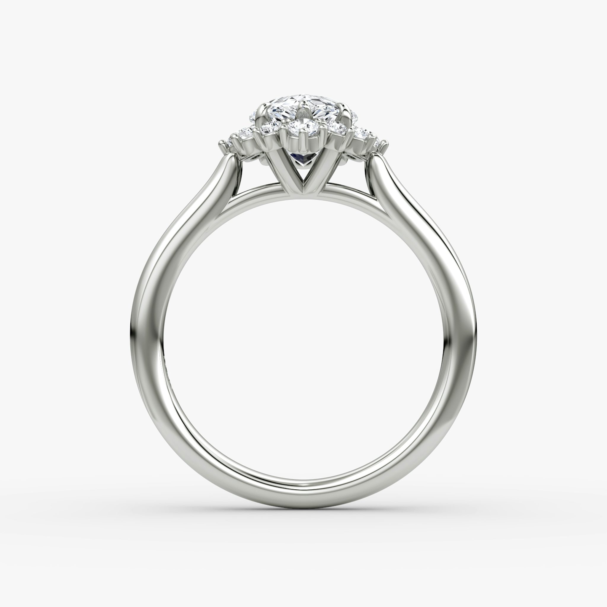 The Aurora Halo | Pear | 18k | White Gold | bandAccent: Plain | diamondOrientation: vertical | caratWeight: other