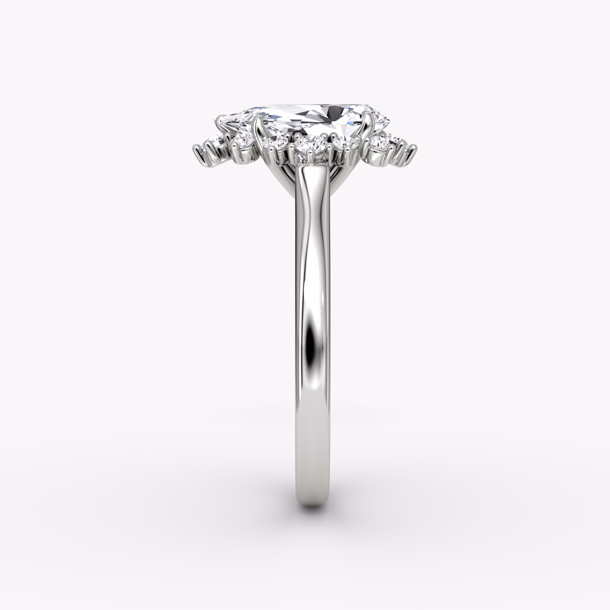 The Aurora Halo | Pear | 18k | White Gold | bandAccent: Plain | diamondOrientation: vertical | caratWeight: other