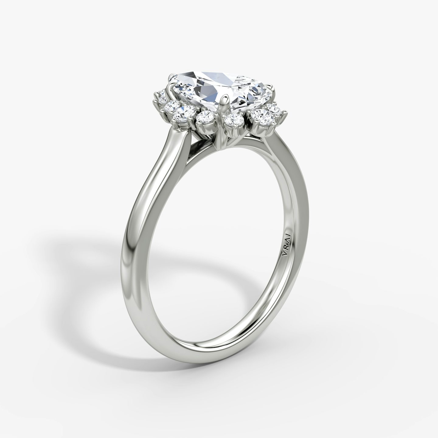 The Aurora Halo | Pear | Platinum | bandAccent: Plain | diamondOrientation: vertical | caratWeight: other