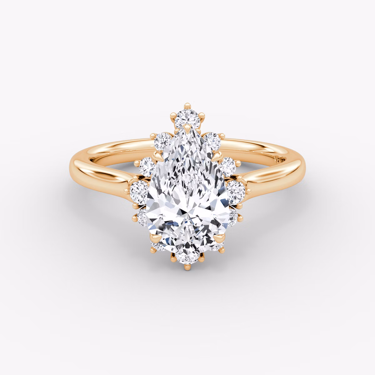 The Aurora Halo | Pear | 14k | Rose Gold | bandAccent: Plain | diamondOrientation: vertical | caratWeight: other
