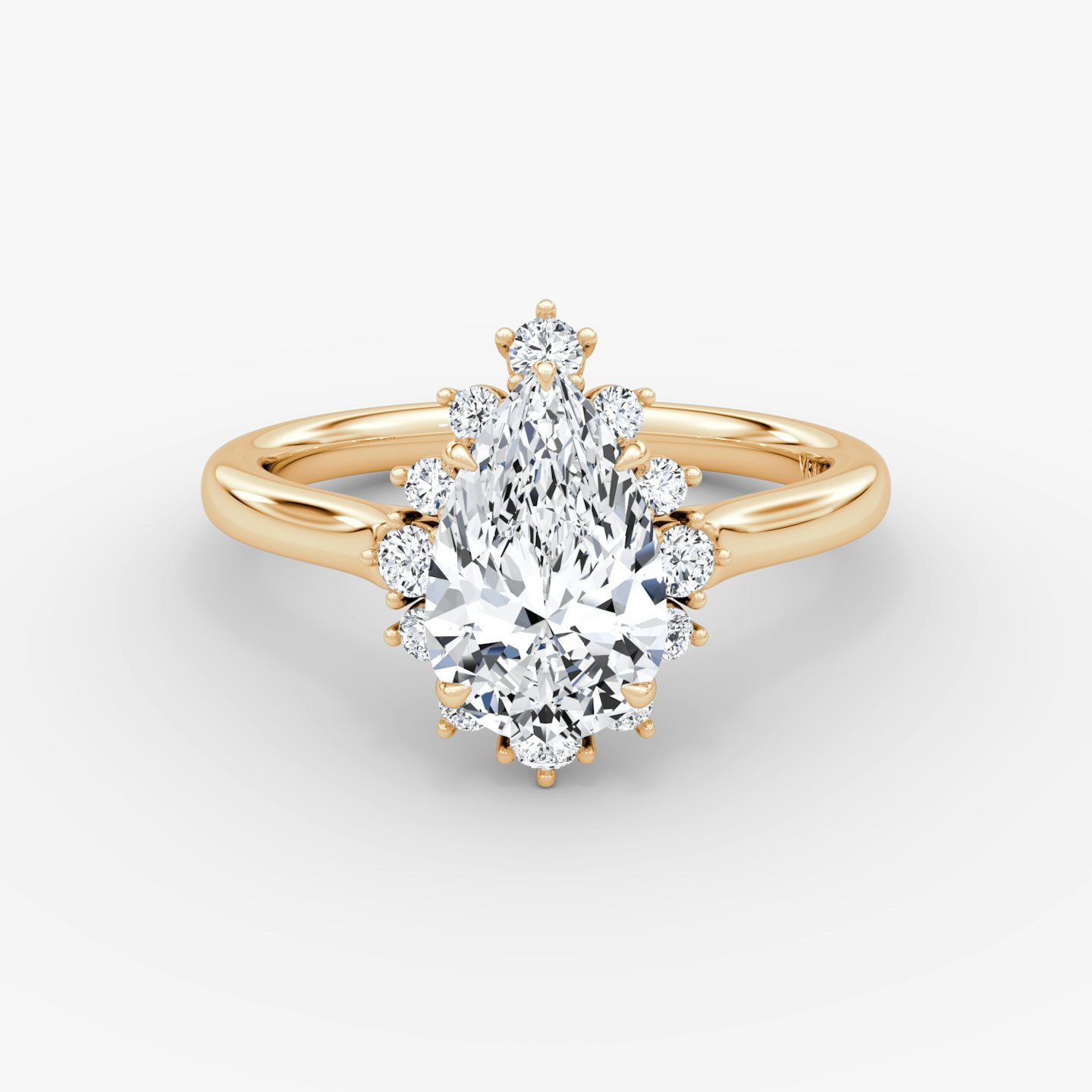The Aurora Halo | Pear | 14k | Rose Gold | bandAccent: Plain | diamondOrientation: vertical | caratWeight: other