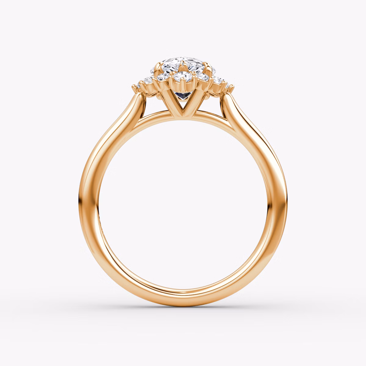 The Aurora Halo | Pear | 14k | Rose Gold | bandAccent: Plain | diamondOrientation: vertical | caratWeight: other