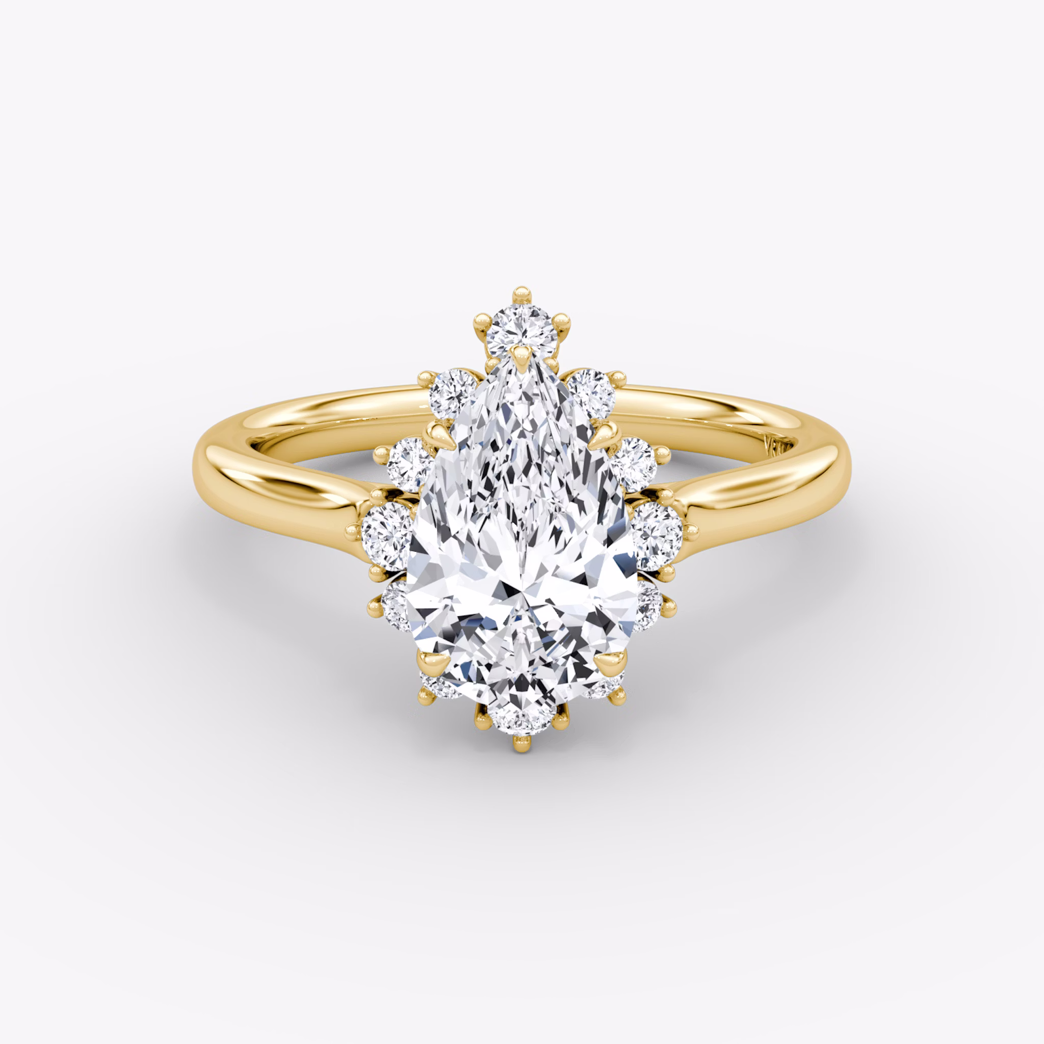 The Aurora Halo | Pear | 18k | Yellow Gold | bandAccent: Plain | diamondOrientation: vertical | caratWeight: other