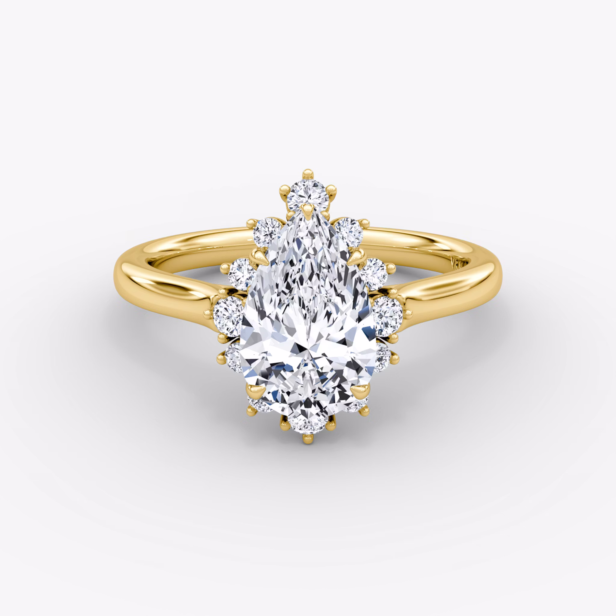 The Aurora Halo Pear | Yellow Gold