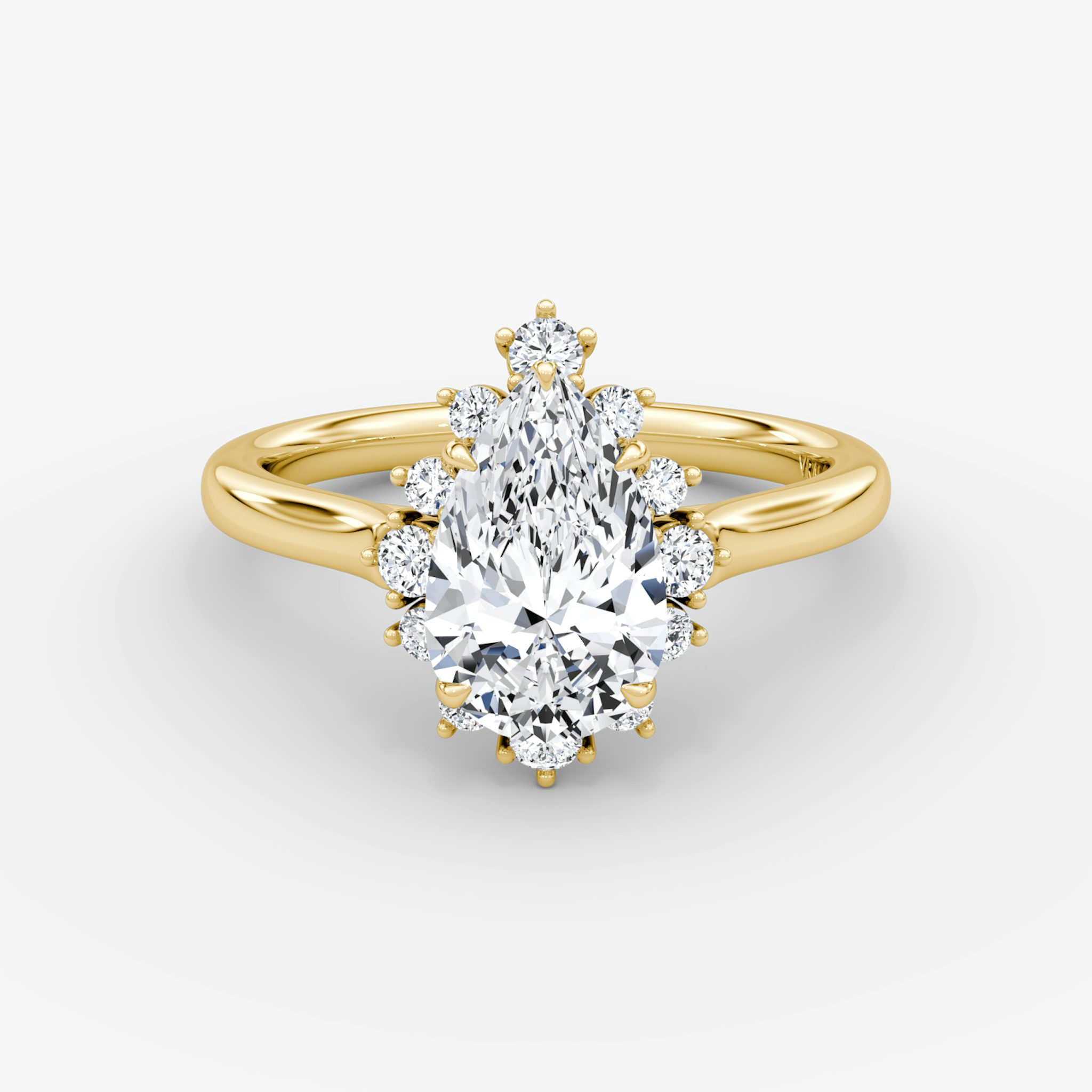 The Aurora Halo | Pear | 18k | Yellow Gold | bandAccent: Plain | diamondOrientation: vertical | caratWeight: other