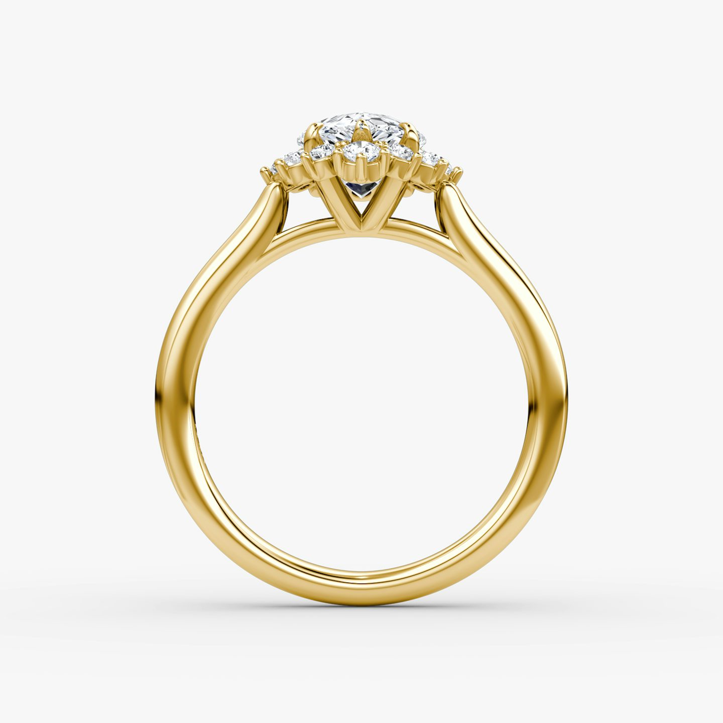 The Aurora Halo | Pear | 18k | Yellow Gold | bandAccent: Plain | diamondOrientation: vertical | caratWeight: other