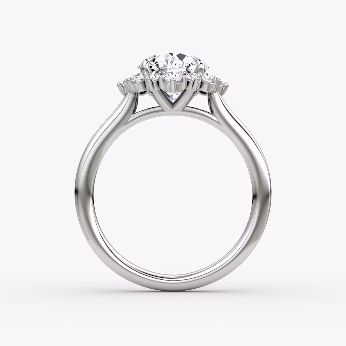 The Aurora Halo | Round Brilliant | 18k | White Gold | bandAccent: Plain | caratWeight: 1.0ct | diamondOrientation: vertical
