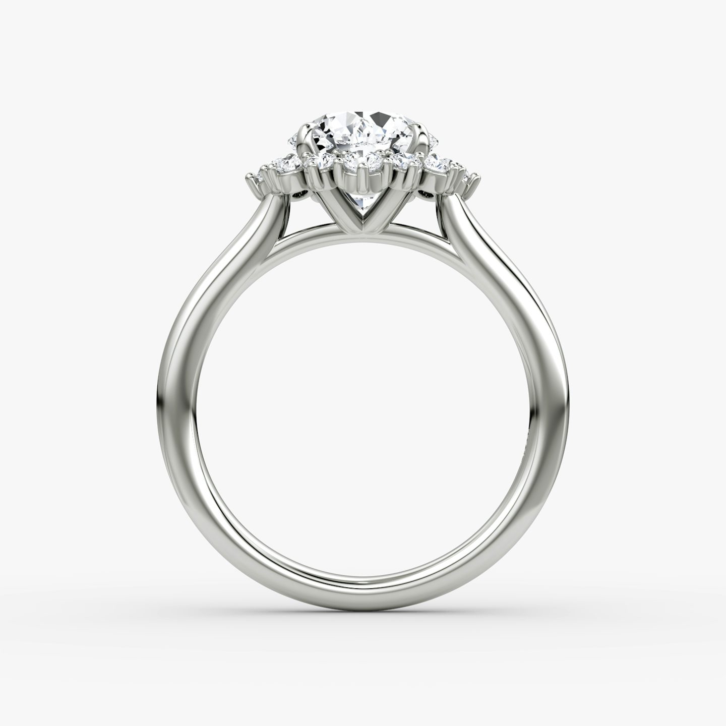 The Aurora Halo | Round Brilliant | 18k | White Gold | bandAccent: Plain | caratWeight: 1.5ct | diamondOrientation: vertical