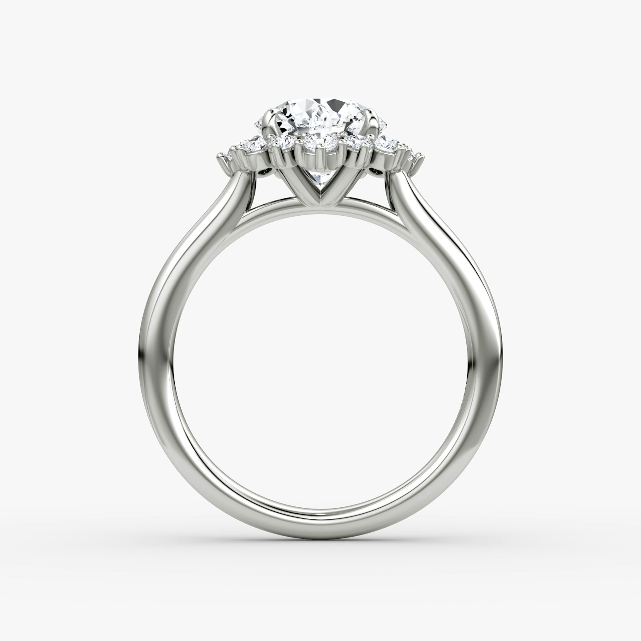 The Aurora Halo | Round Brilliant | 18k | White Gold | bandAccent: Plain | caratWeight: other | diamondOrientation: vertical