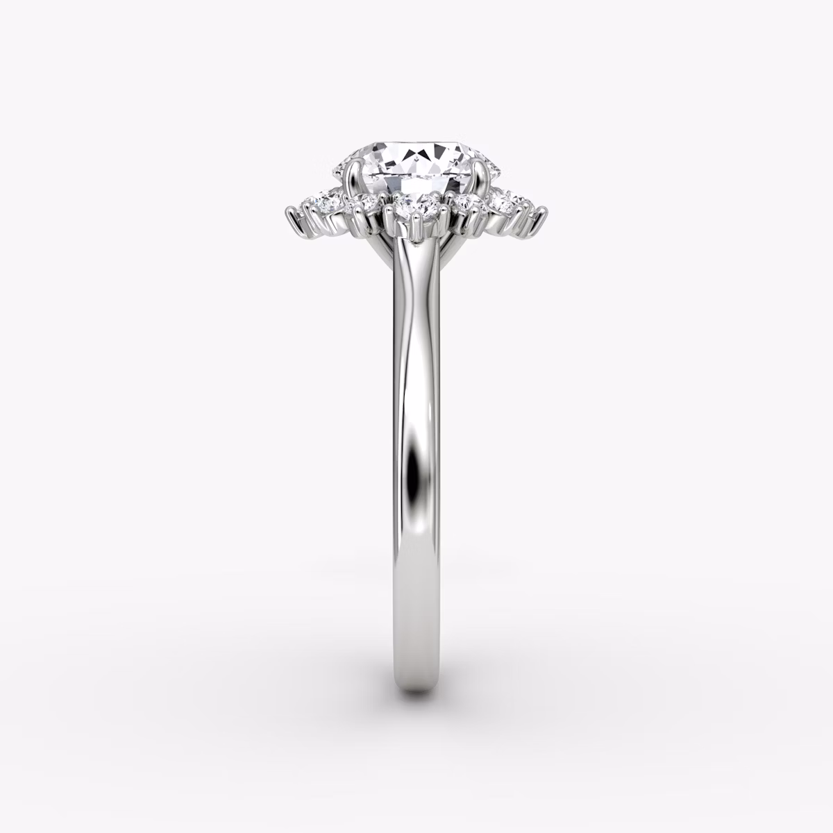 The Aurora Halo | Round Brilliant | 18k | White Gold | bandAccent: Plain | caratWeight: 1.0ct | diamondOrientation: vertical