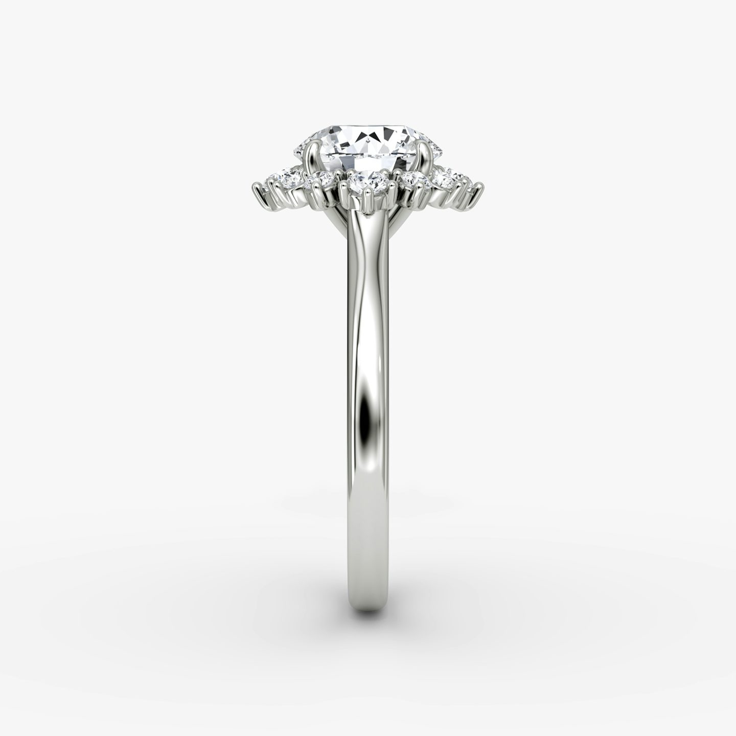 The Aurora Halo | Round Brilliant | 18k | White Gold | bandAccent: Plain | caratWeight: 1.5ct | diamondOrientation: vertical