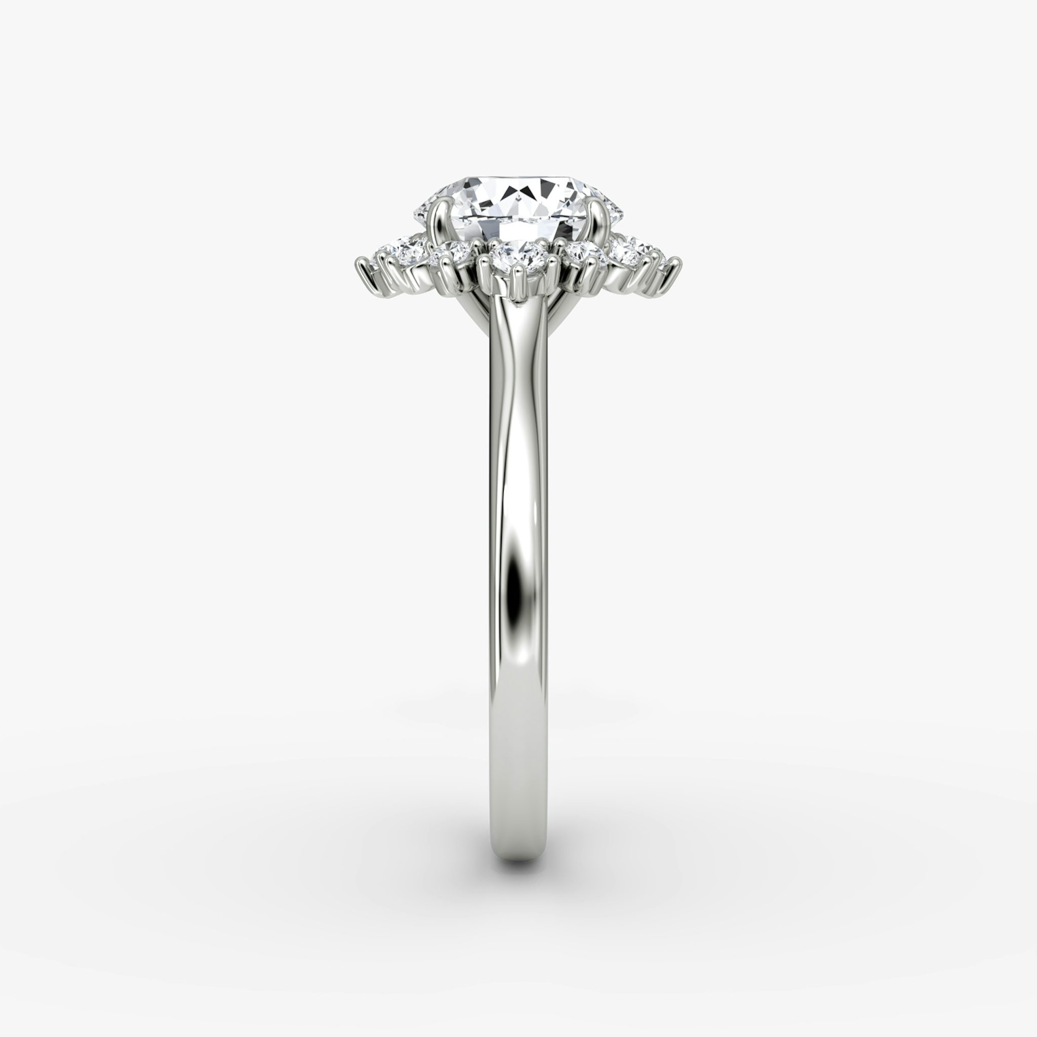 The Aurora Halo | Round Brilliant | 18k | White Gold | bandAccent: Plain | caratWeight: other | diamondOrientation: vertical