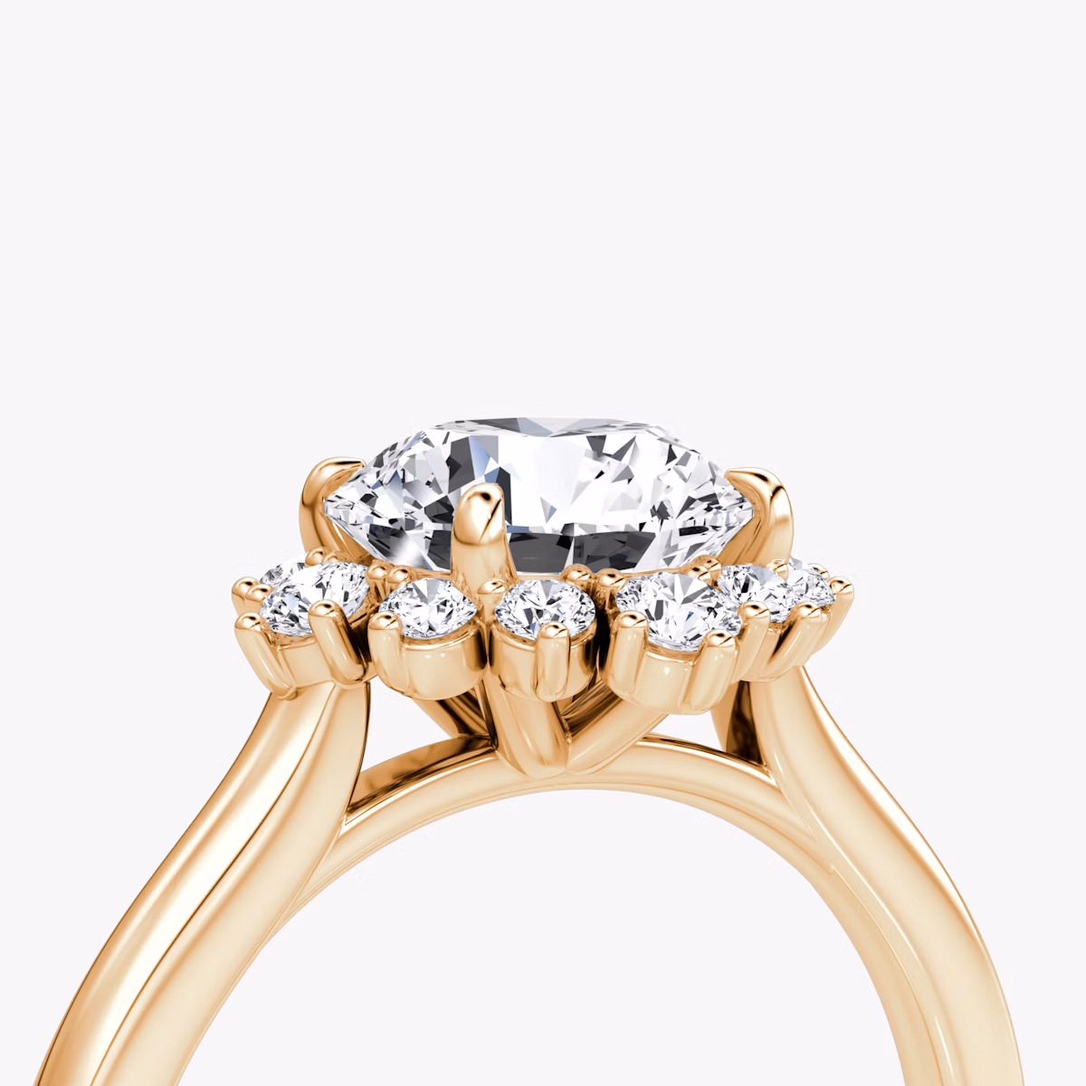 The Aurora Halo | Round Brilliant | 14k | Rose Gold | bandAccent: Plain | caratWeight: 1.0ct | diamondOrientation: vertical