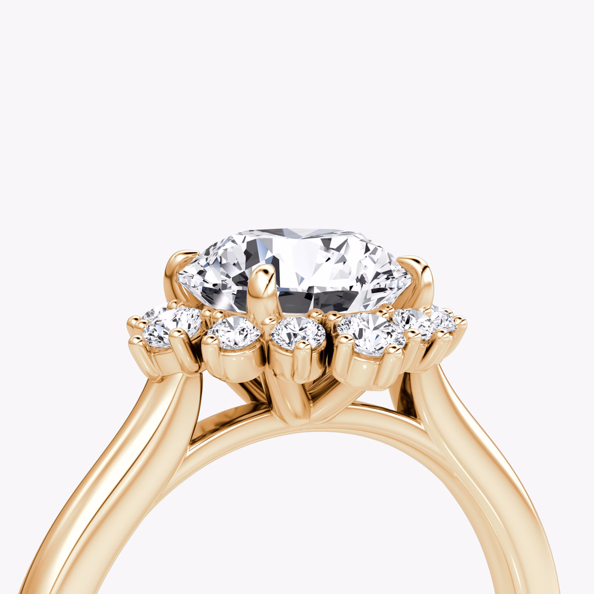 Aurora Halo | Rund | 14k | Roségold | bandAccent: Ohne Pavé-Besatz | caratWeight: 1.0ct | diamondOrientation: vertical