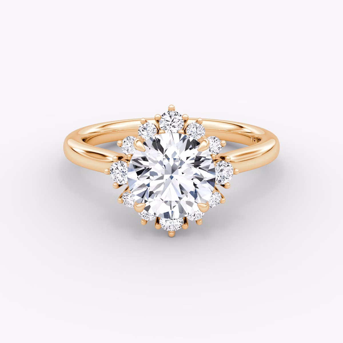 The Aurora Halo | Round Brilliant | 14k | Rose Gold | bandAccent: Plain | caratWeight: 1.0ct | diamondOrientation: vertical
