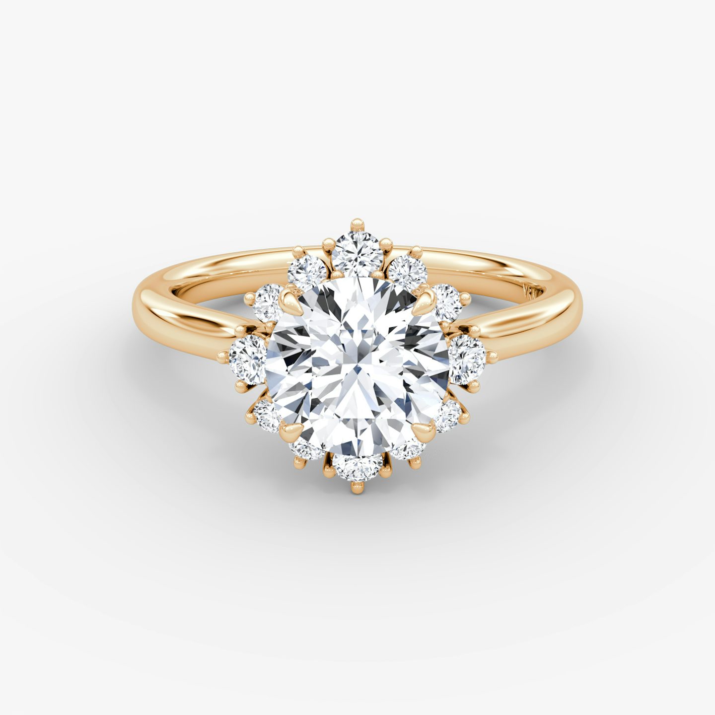 Anillo de compromiso Aurora Halo | Brillante | 14k | Oro rosa | bandAccent: Simple | caratWeight: 1.0ct | diamondOrientation: vertical