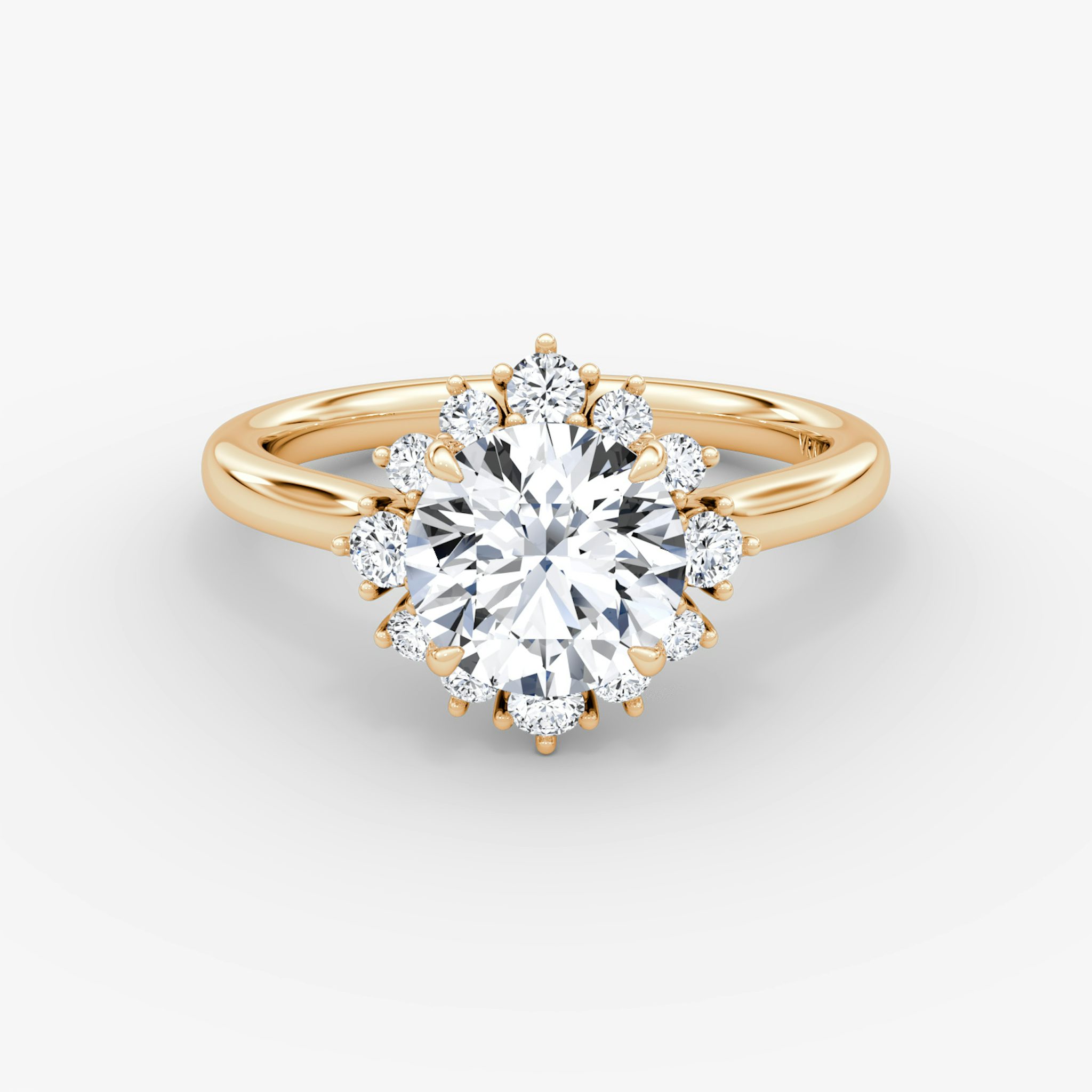 Aurora Halo | Rund | 14k | Roségold | bandAccent: Ohne Pavé-Besatz | caratWeight: 1.0ct | diamondOrientation: vertical