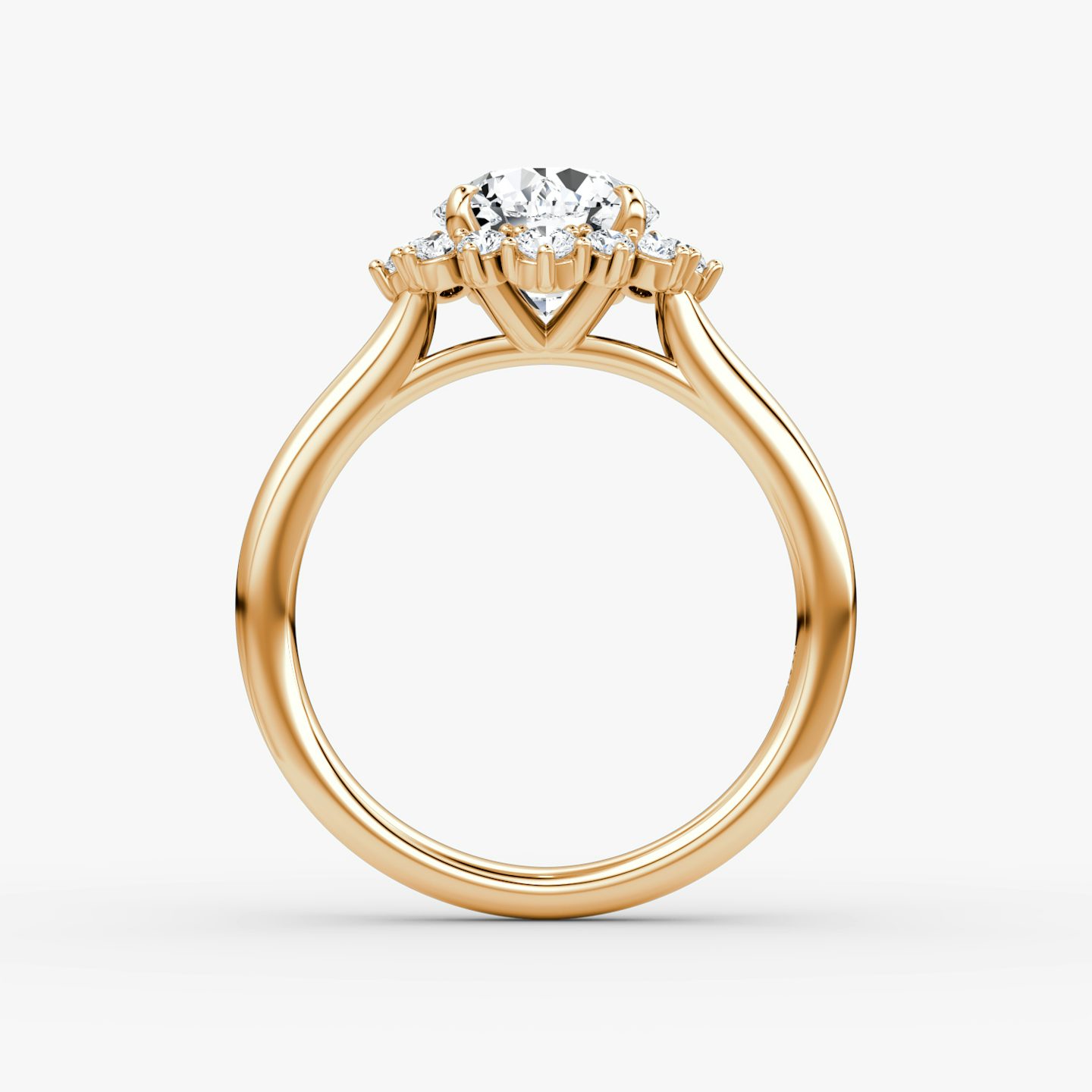Anillo de compromiso Aurora Halo | Brillante | 14k | Oro rosa | bandAccent: Simple | caratWeight: 1.0ct | diamondOrientation: vertical