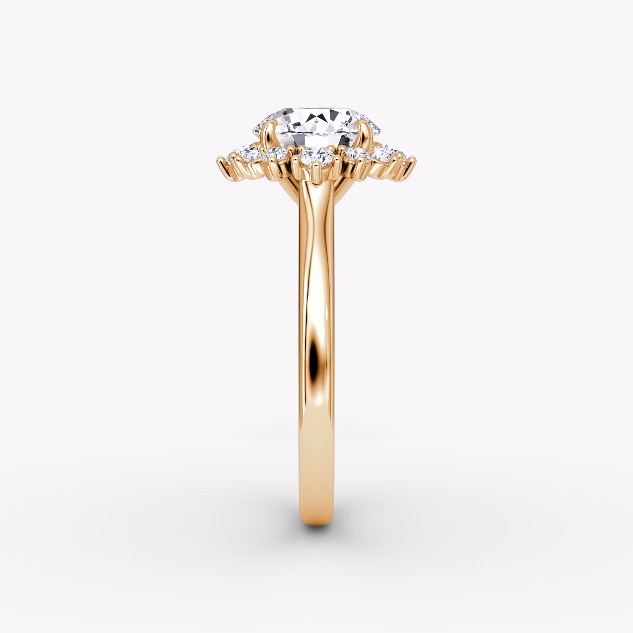 Aurora Halo | Rund | 14k | Roségold | bandAccent: Ohne Pavé-Besatz | caratWeight: 1.0ct | diamondOrientation: vertical
